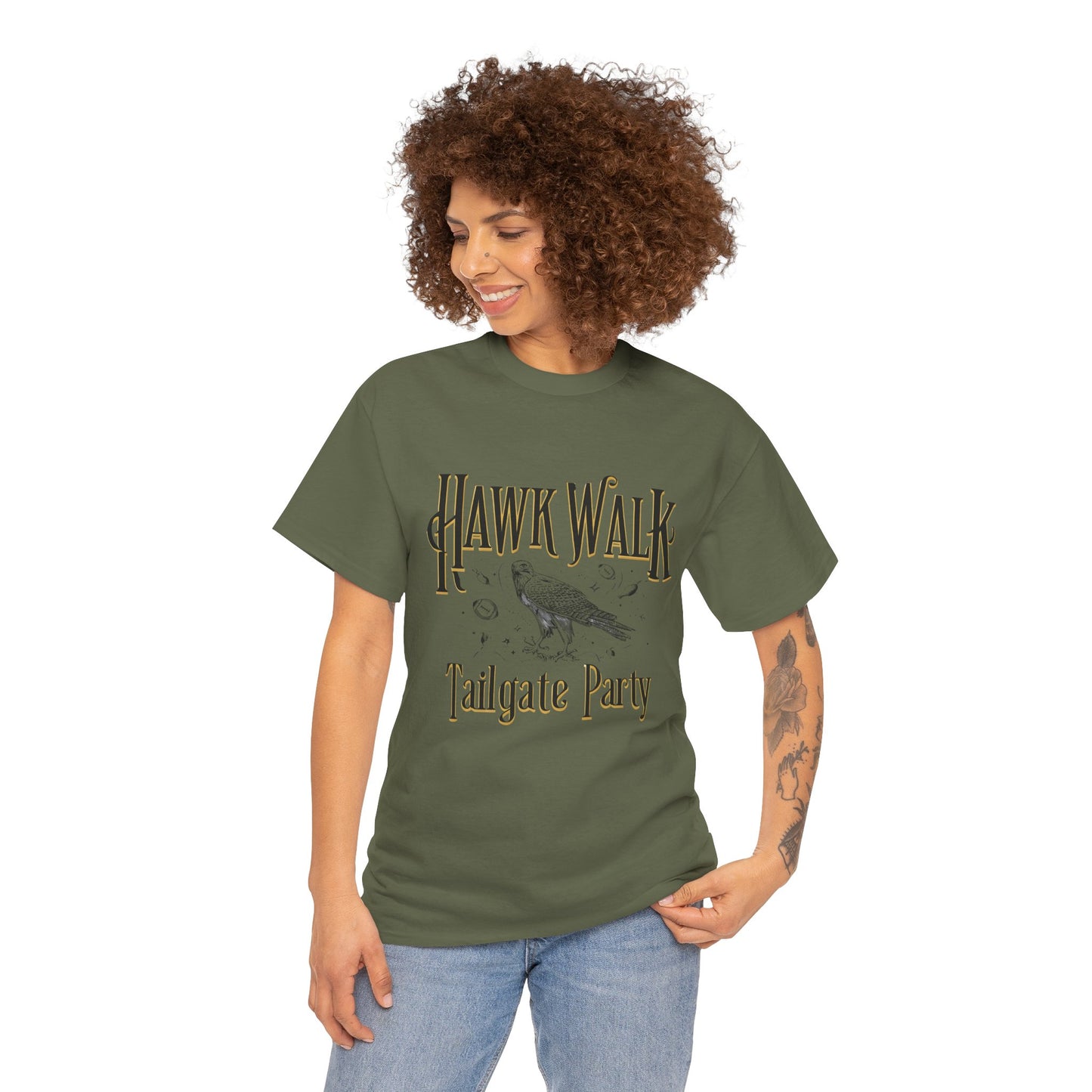 Hawk Walk Tailgate Tee, Unisex Cotton Shirt, Outdoor Event T-Shirt, Festival Wear, Bird Lover Gift, Sports Gathering Apparel