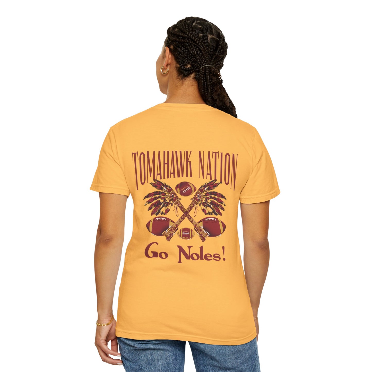 Tomahawk Nation T-Shirt, Unisex College Football Tees, Garment-Dyed Fan Apparel, Go Noles Spirit Wear, Game Day Outfit