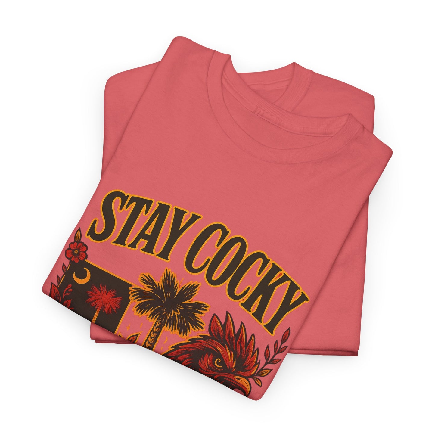 Stay Cocky Unisex Heavy Cotton Tee, Casual Graphic Tee, South Carolina Pride Shirt, Fun Vacation Wear, Perfect Gift for Gamecocks Fans