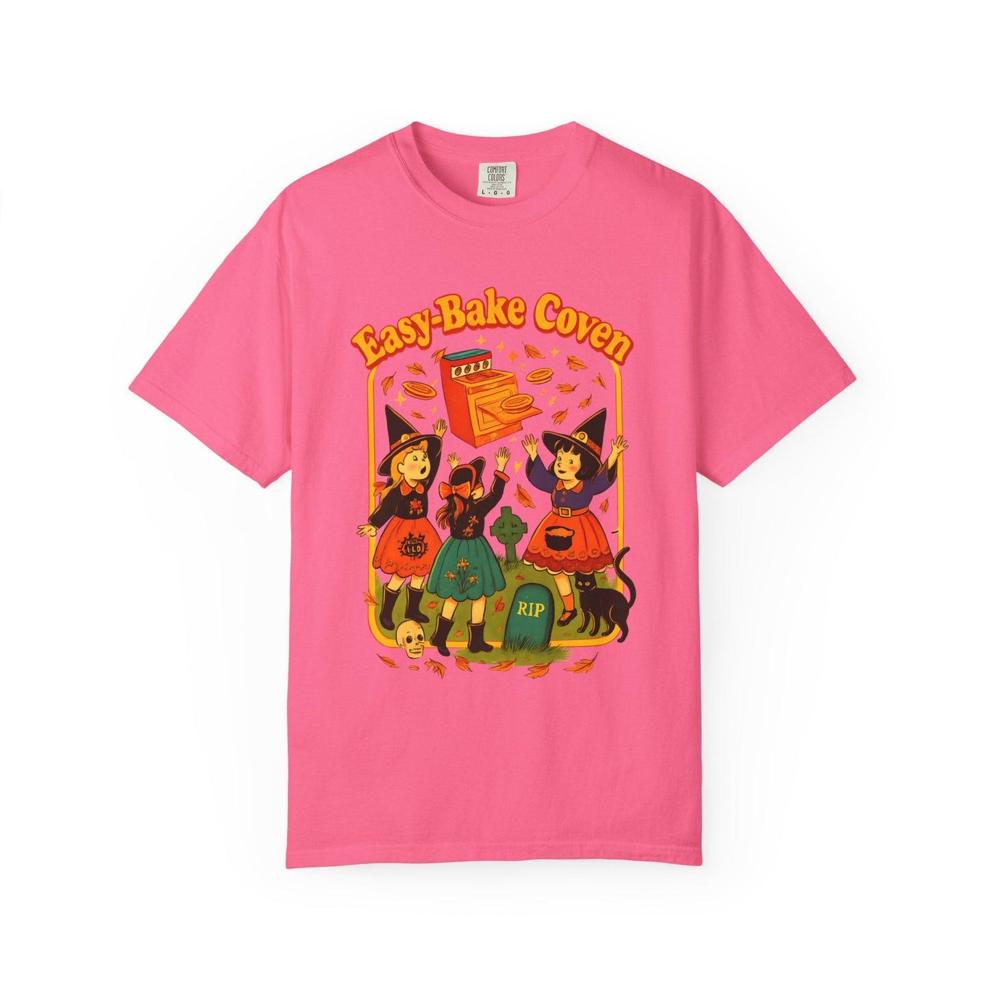 Halloween Witch T-Shirt, Unisex Garment-Dyed Shirt, Easy-Bake Coven Tee, Spooky Season Apparel, Cute Witch Design