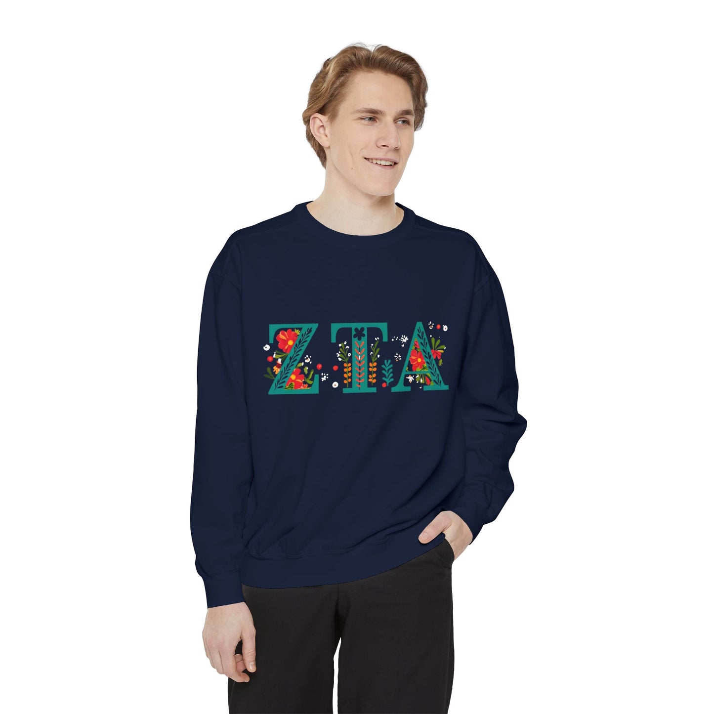 Floral ZTA Unisex Sweatshirt - Cozy Sweater for Sorority Sisters, Perfect Gift, Casual Wear, Spring Outfits, College Apparel