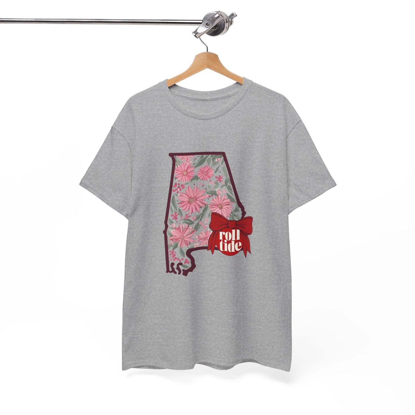Floral Alabama Tee - Roll Tide Unisex Heavy Cotton T-Shirt, Casual Wear, Game Day Outfit, College Apparel, Southern Pride