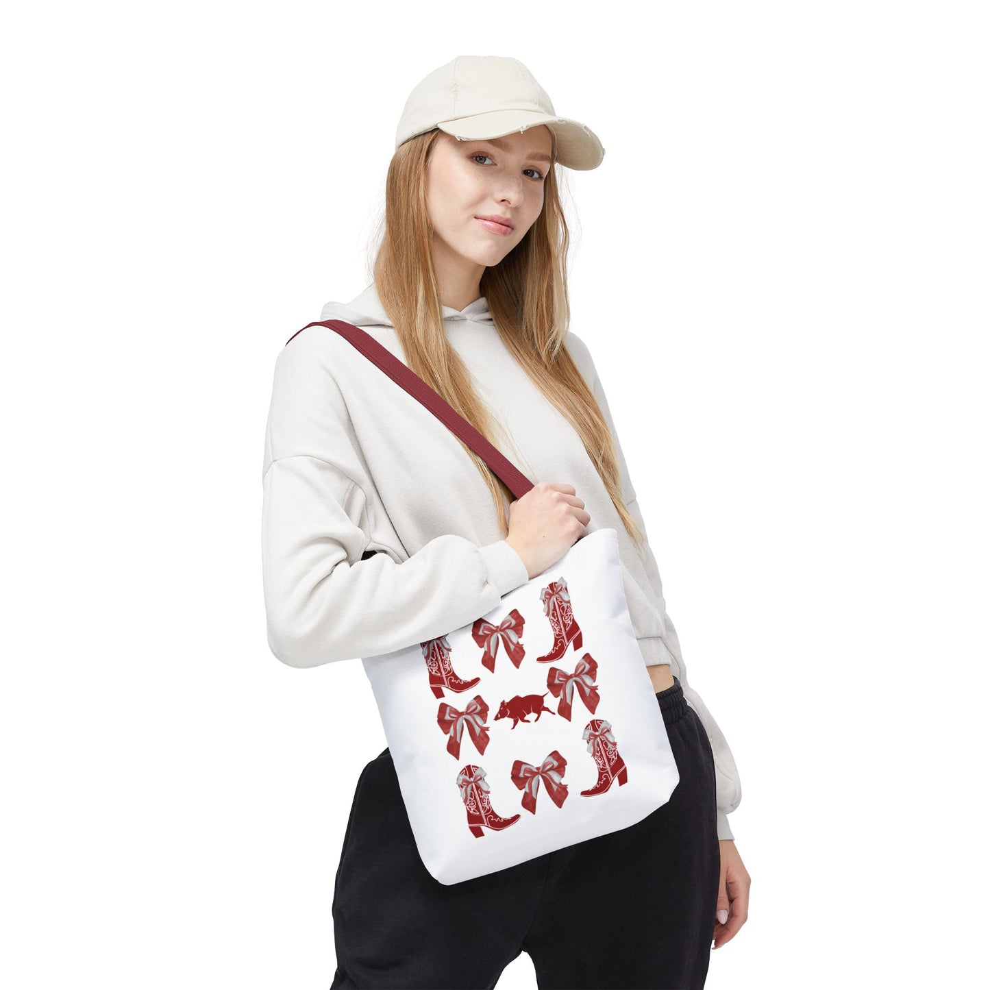 Arkansas Coquette Bow Chic Tote Bag - Stylish Carryall for Cowgirls, Woo Pig Gifts, AR Razorback Fan Gift, Arkansas Game Day Tote, Graduation Gift, Arkansas Alumni