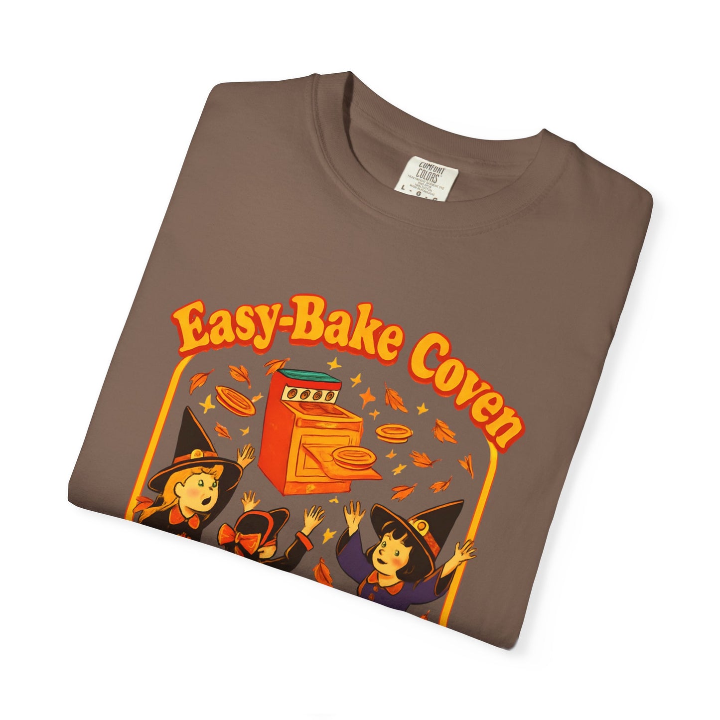 Halloween Witch T-Shirt, Unisex Garment-Dyed Shirt, Easy-Bake Coven Tee, Spooky Season Apparel, Cute Witch Design