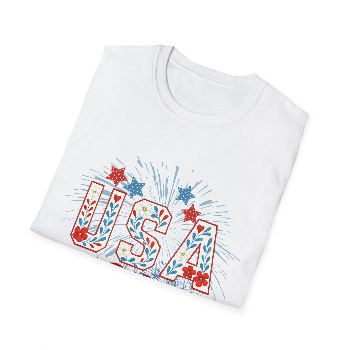 Patriotic USA Fireworks T-Shirt, 4th of July Tee, Unisex Graphic Shirt, Independence Day Apparel, Stars and Stripes Clothing