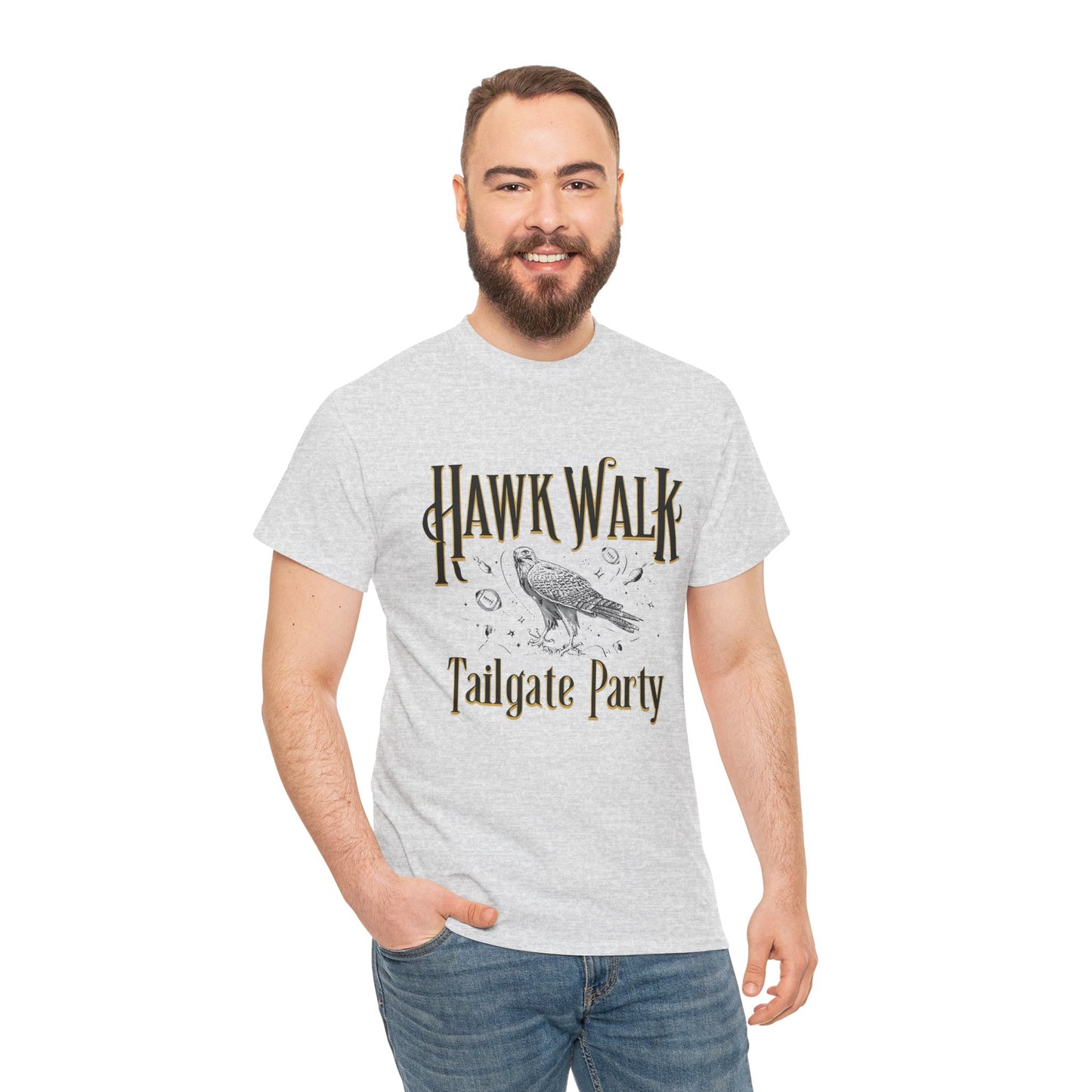 Hawk Walk Tailgate Tee, Unisex Cotton Shirt, Outdoor Event T-Shirt, Festival Wear, Bird Lover Gift, Sports Gathering Apparel