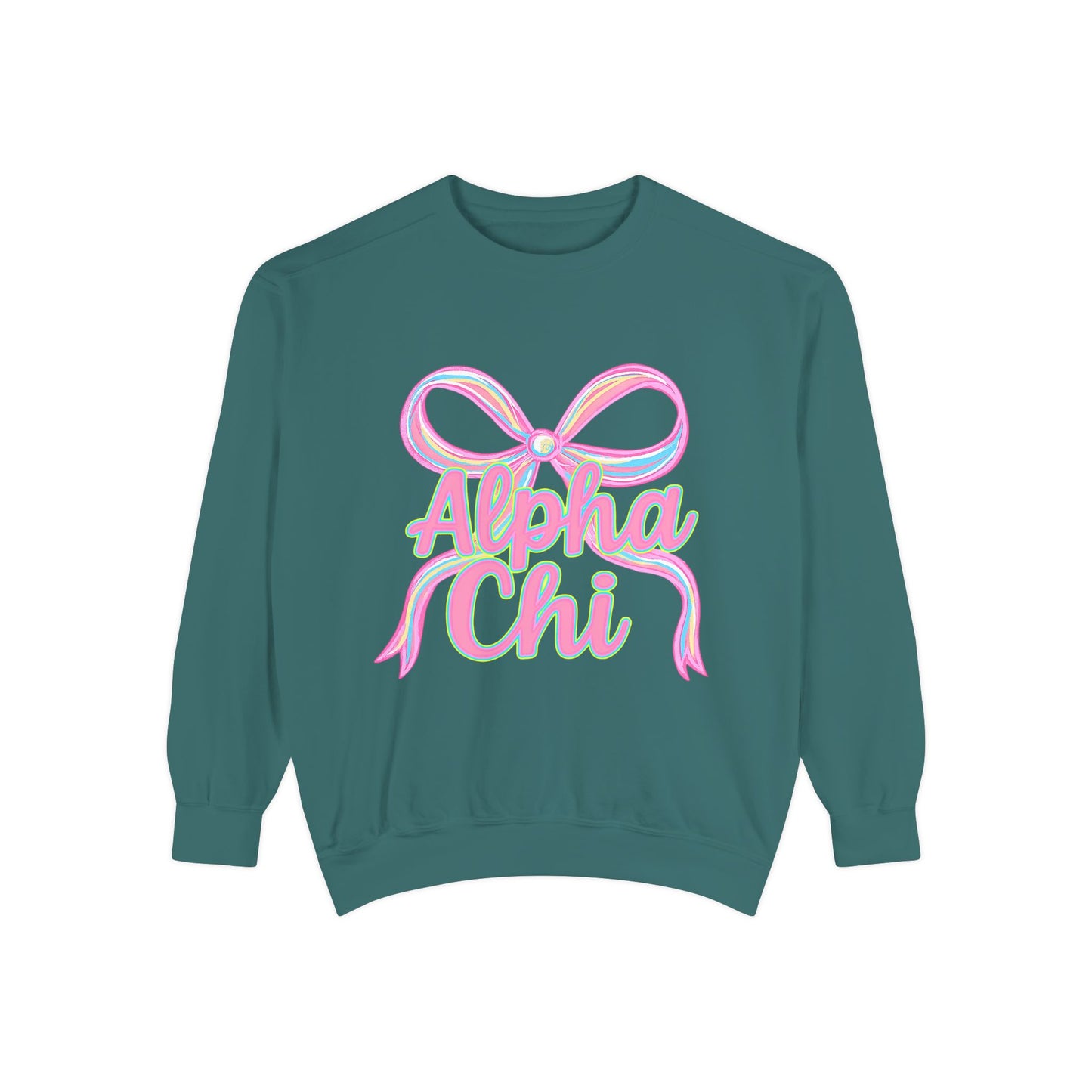 AlphaChi Garment-Dyed Sweatshirt, Sorority Sweatshirt, Personalized Gift, College Apparel, Comfortable Crewneck, Trendy Fashion