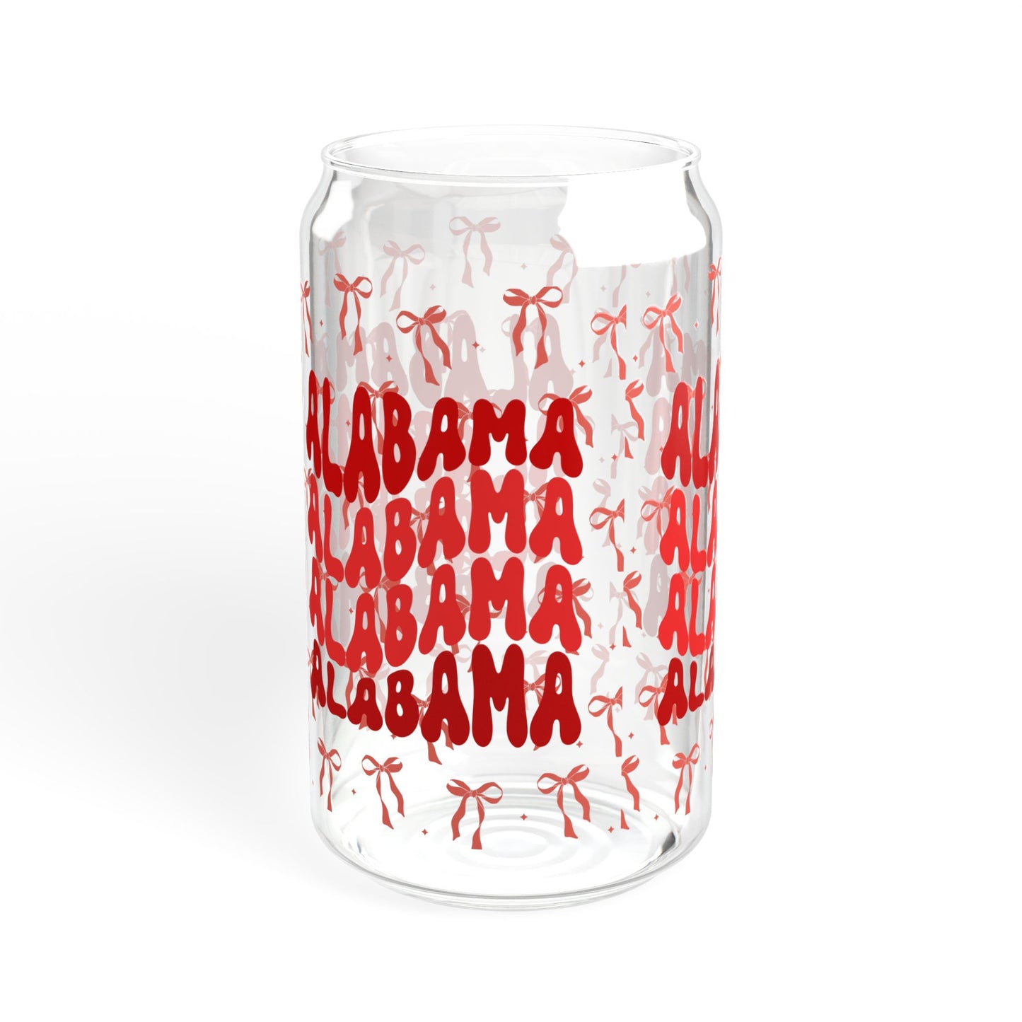 Coquette Bow Alabama Sipper Glass, 16oz - Bama Drinkware, Summer Vibes, Bama Game Day, Fun Home Decor, Eco-Friendly Straw, Graduation Gift, RTR Gift