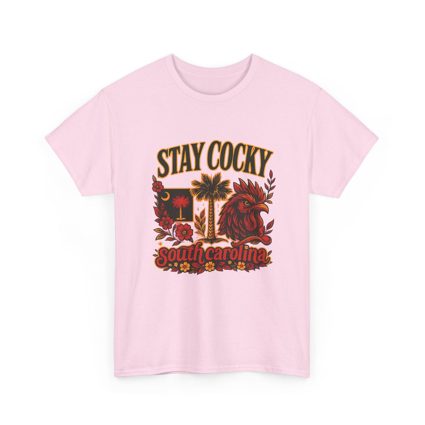 Stay Cocky Unisex Heavy Cotton Tee, Casual Graphic Tee, South Carolina Pride Shirt, Fun Vacation Wear, Perfect Gift for Gamecocks Fans