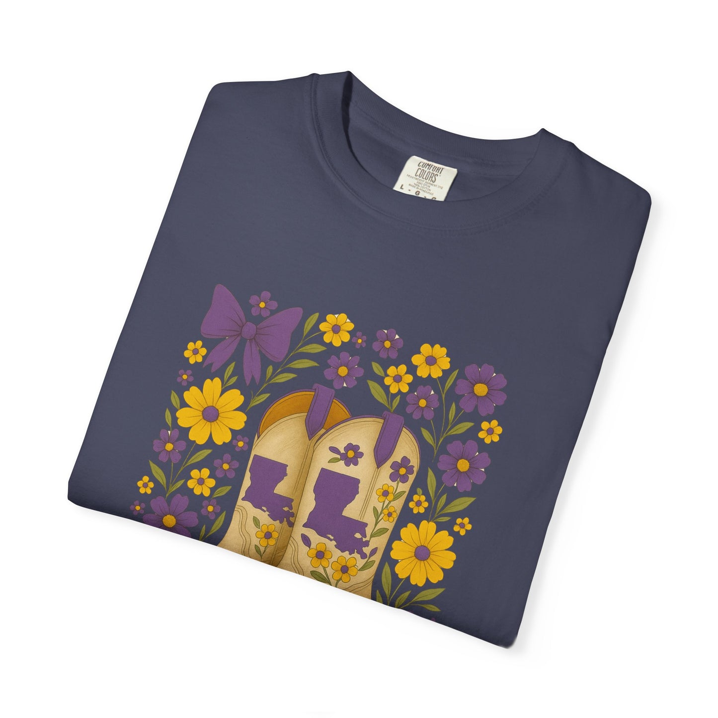 T-Shirt - Western Floral Boot T-Shirt, Vintage Graphic Shirt, Gift for Cowgirl, LSU Tigers, Louisiana Game Day