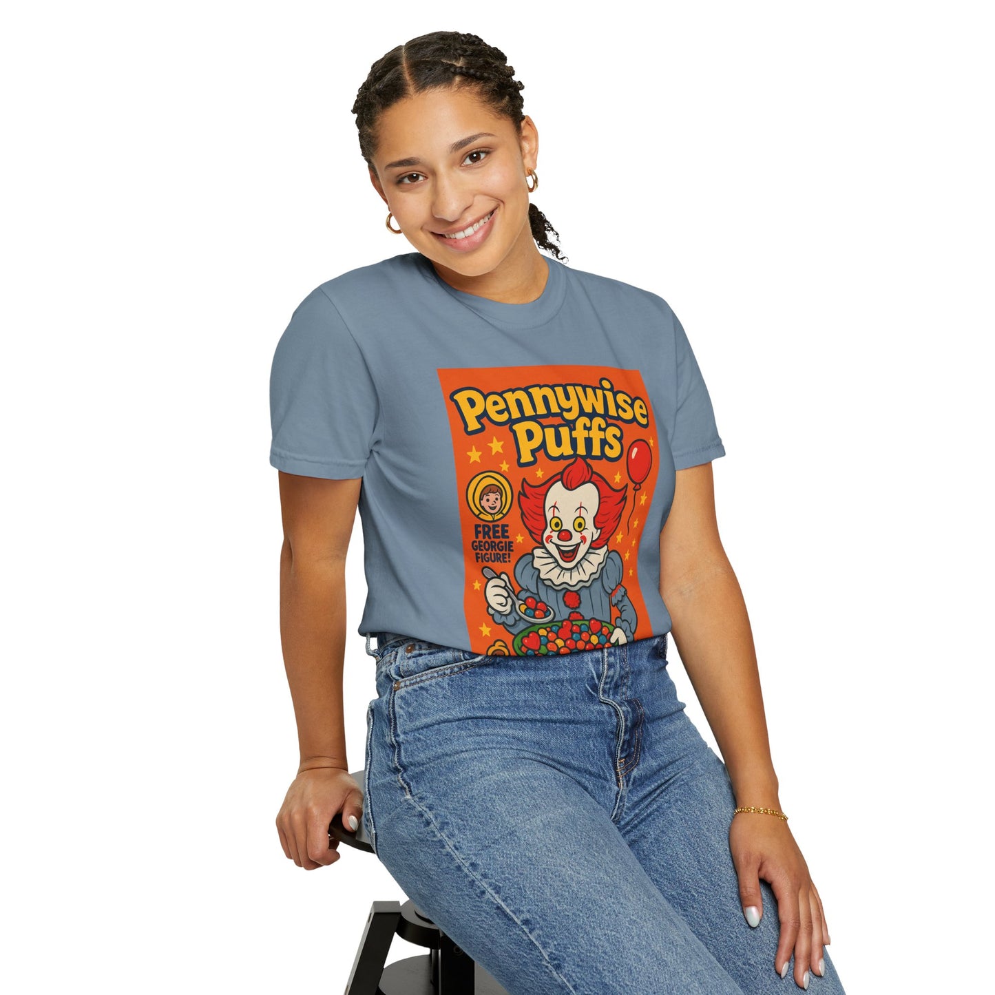 Pennywise Puffs T-Shirt | Unisex Graphic Tee for Horror Fans, Perfect for Halloween, Movie Nights, Gifts, Cosplay