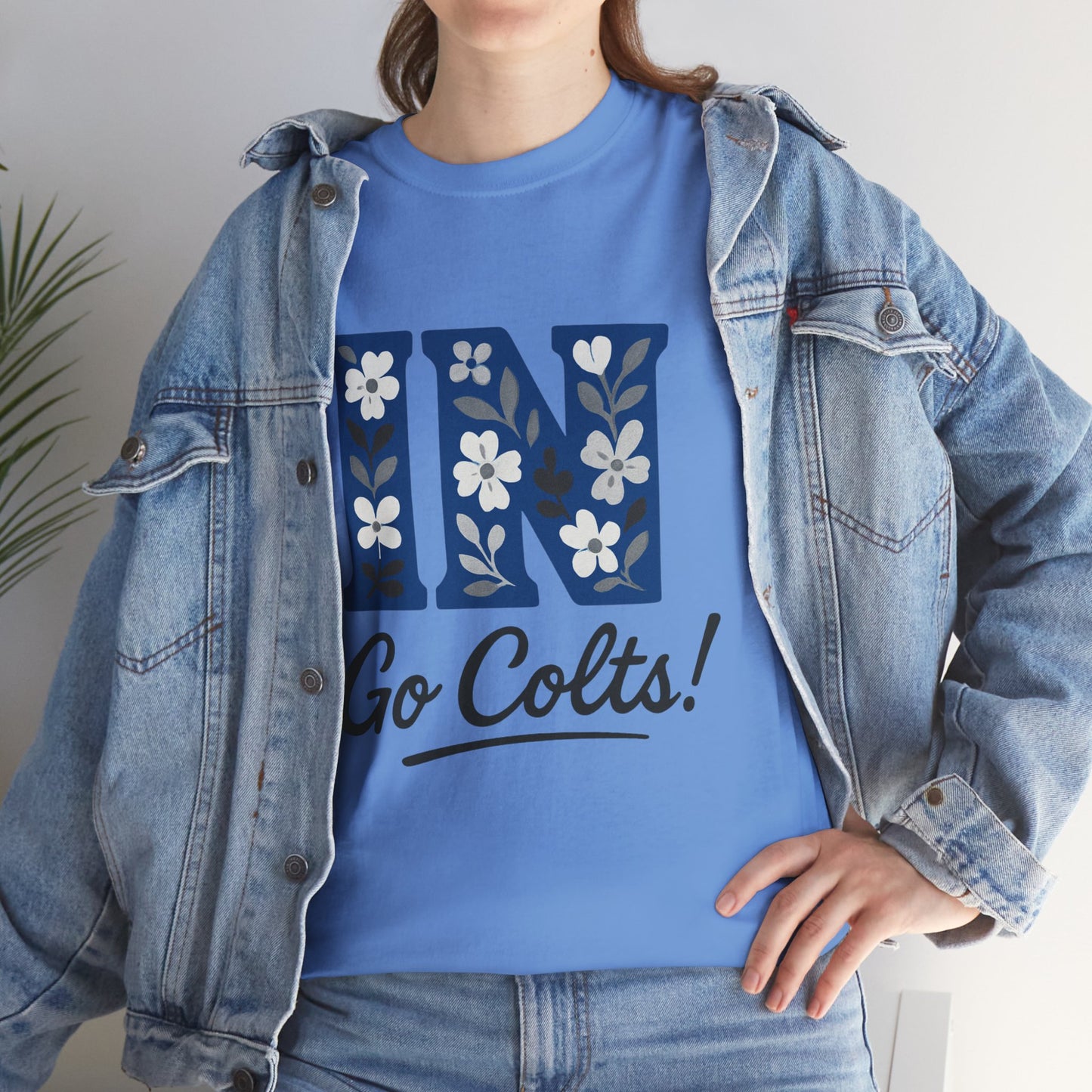 Floral Colts Tee | Unisex Heavy Cotton Tee for Sports Fans, Indiana Pride