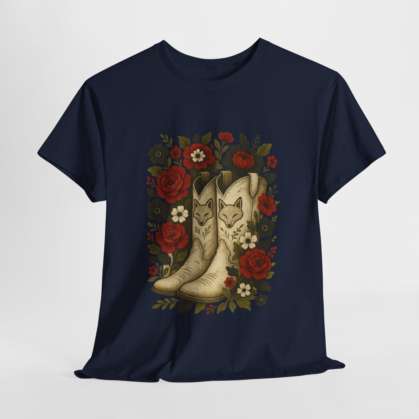 AR State Red Wolves Vintage Floral Cowboy Boots Tee