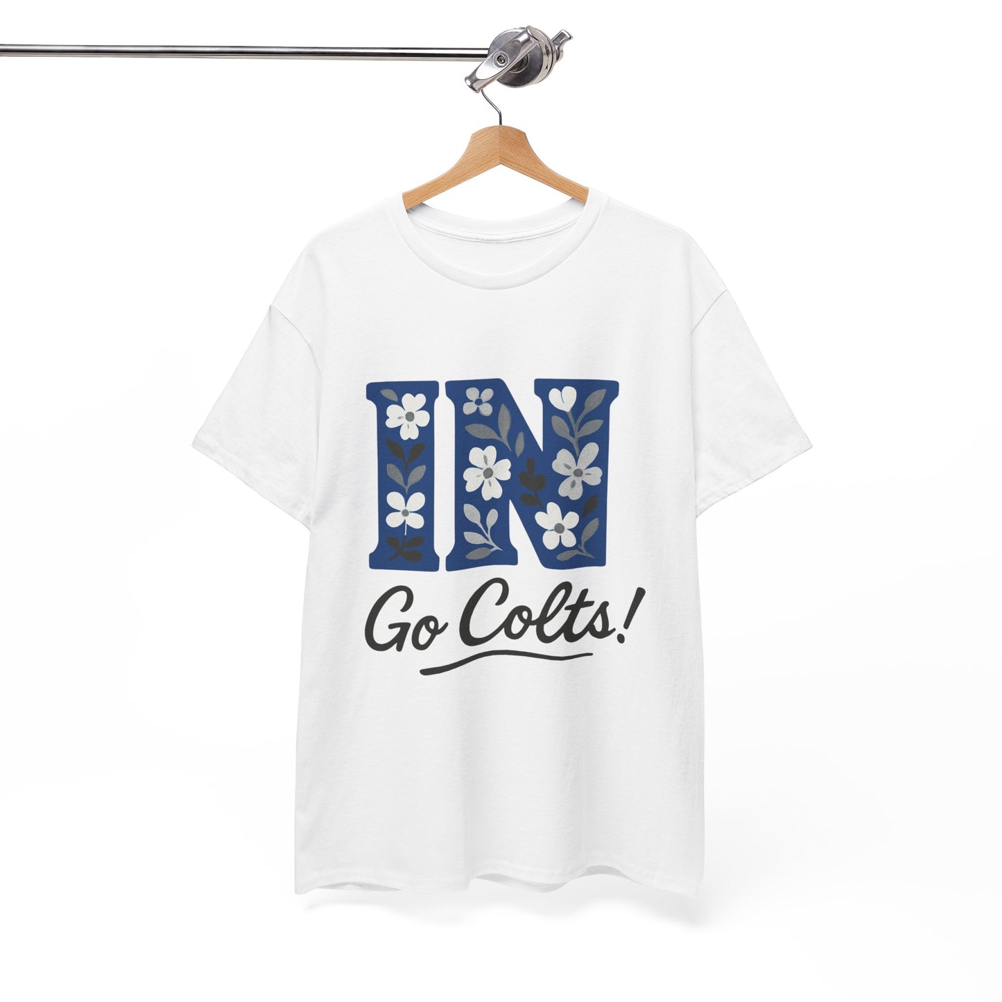 Floral Colts Tee | Unisex Heavy Cotton Tee for Sports Fans, Indiana Pride