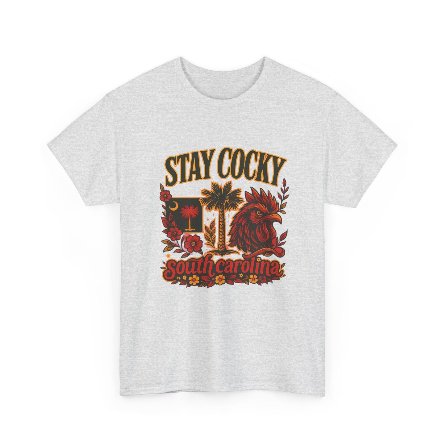 Stay Cocky Unisex Heavy Cotton Tee, Casual Graphic Tee, South Carolina Pride Shirt, Fun Vacation Wear, Perfect Gift for Gamecocks Fans