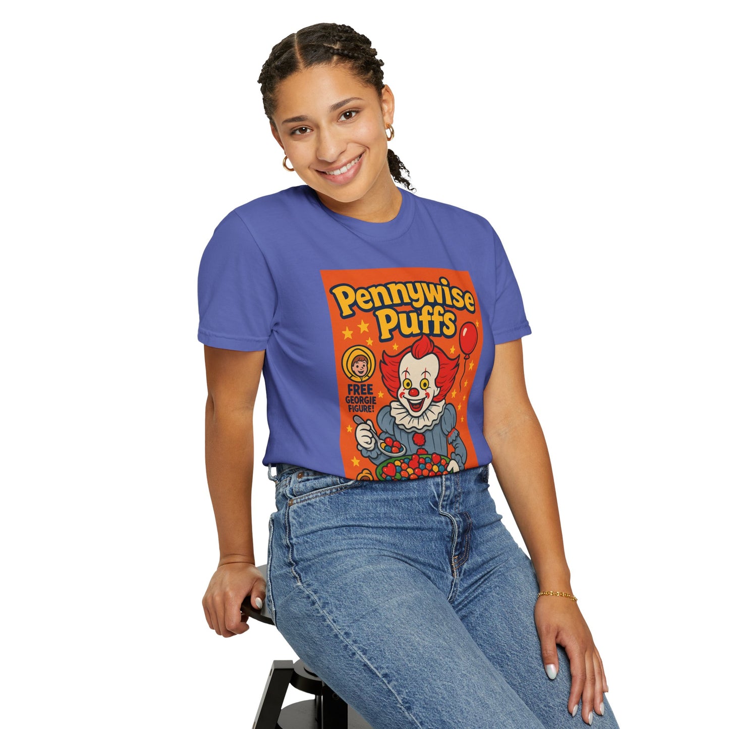 Pennywise Puffs T-Shirt | Unisex Graphic Tee for Horror Fans, Perfect for Halloween, Movie Nights, Gifts, Cosplay