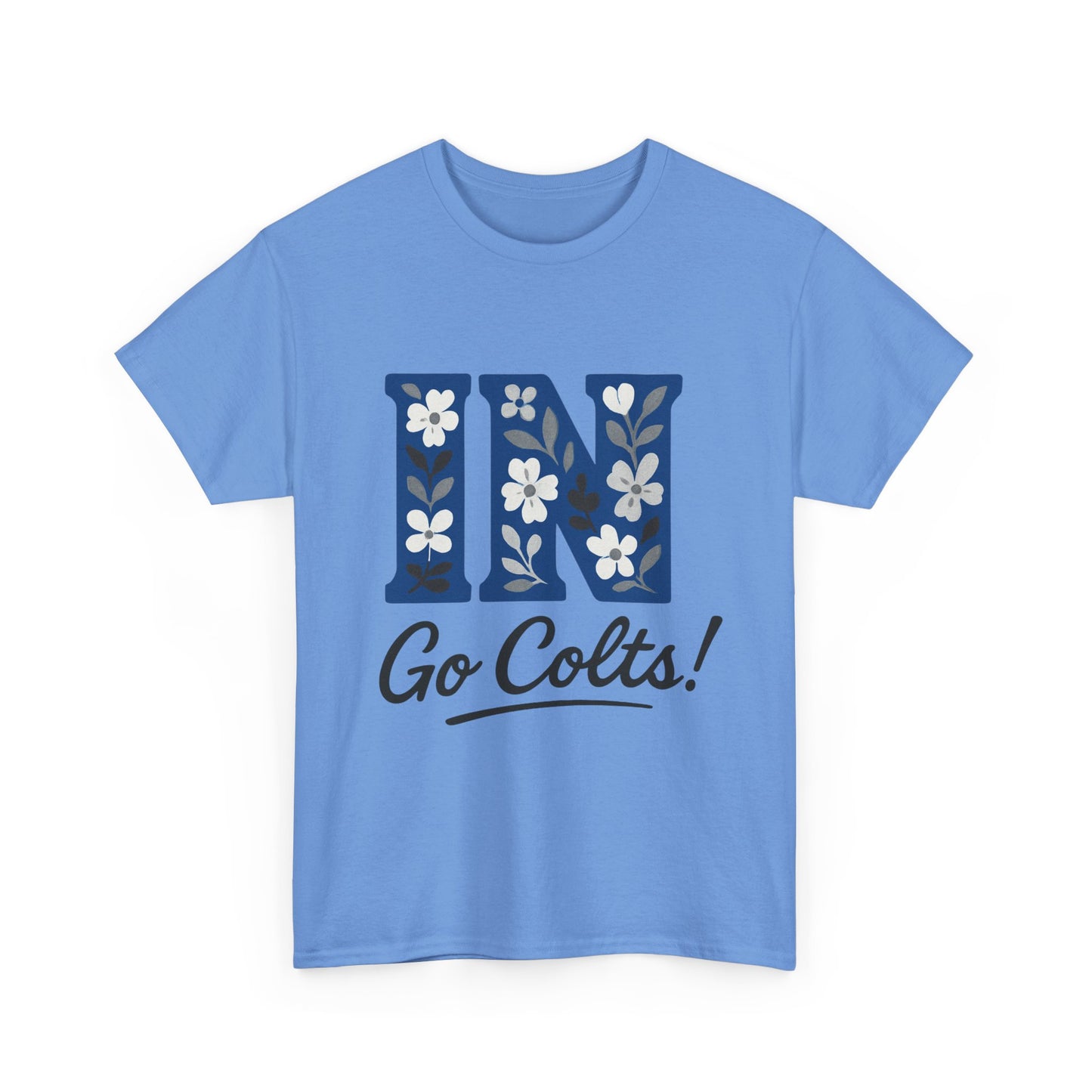 Floral Colts Tee | Unisex Heavy Cotton Tee for Sports Fans, Indiana Pride