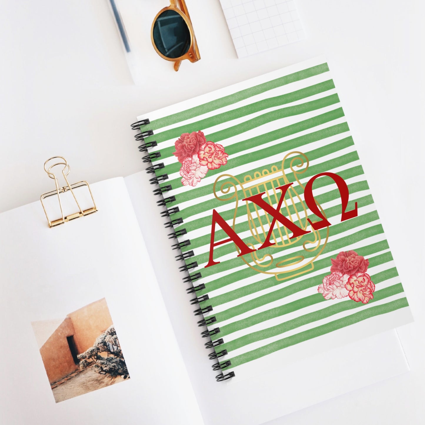 AXO Sorority Themed Spiral Notebook - Perfect for Note-Taking, Journaling, Gifts, Graduation, or Organization, Features AXO Design