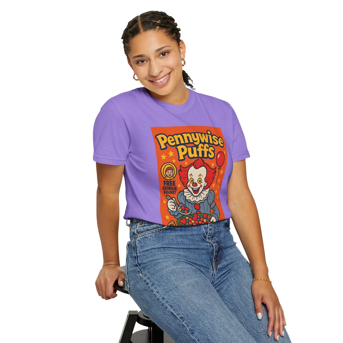 Pennywise Puffs T-Shirt | Unisex Graphic Tee for Horror Fans, Perfect for Halloween, Movie Nights, Gifts, Cosplay