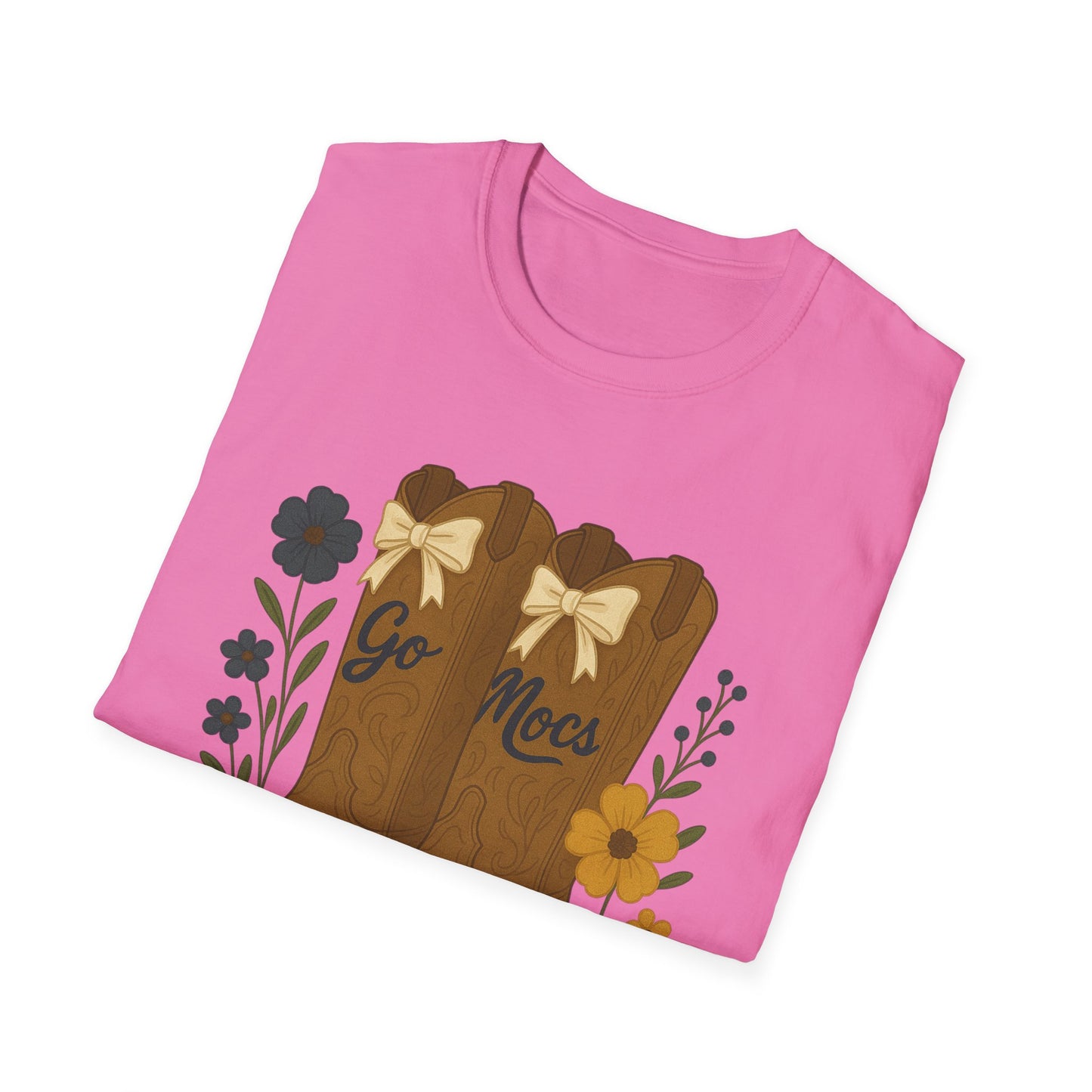Chatt Mocs Coquette Cowgirl Boot Floral T-Shirt - Go Mocs Design, Casual Wear, Gift for Cowgirls, Western Style, Country Fan Clothing, Go Mocs, chatt tn game day, graduation gift