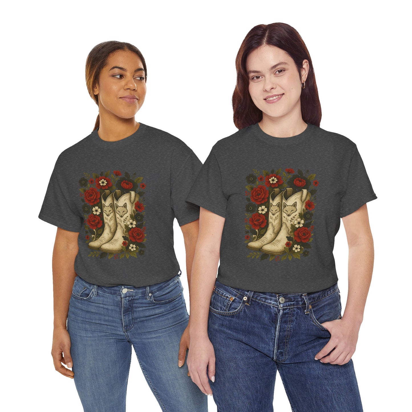 AR State Red Wolves Vintage Floral Cowboy Boots Tee