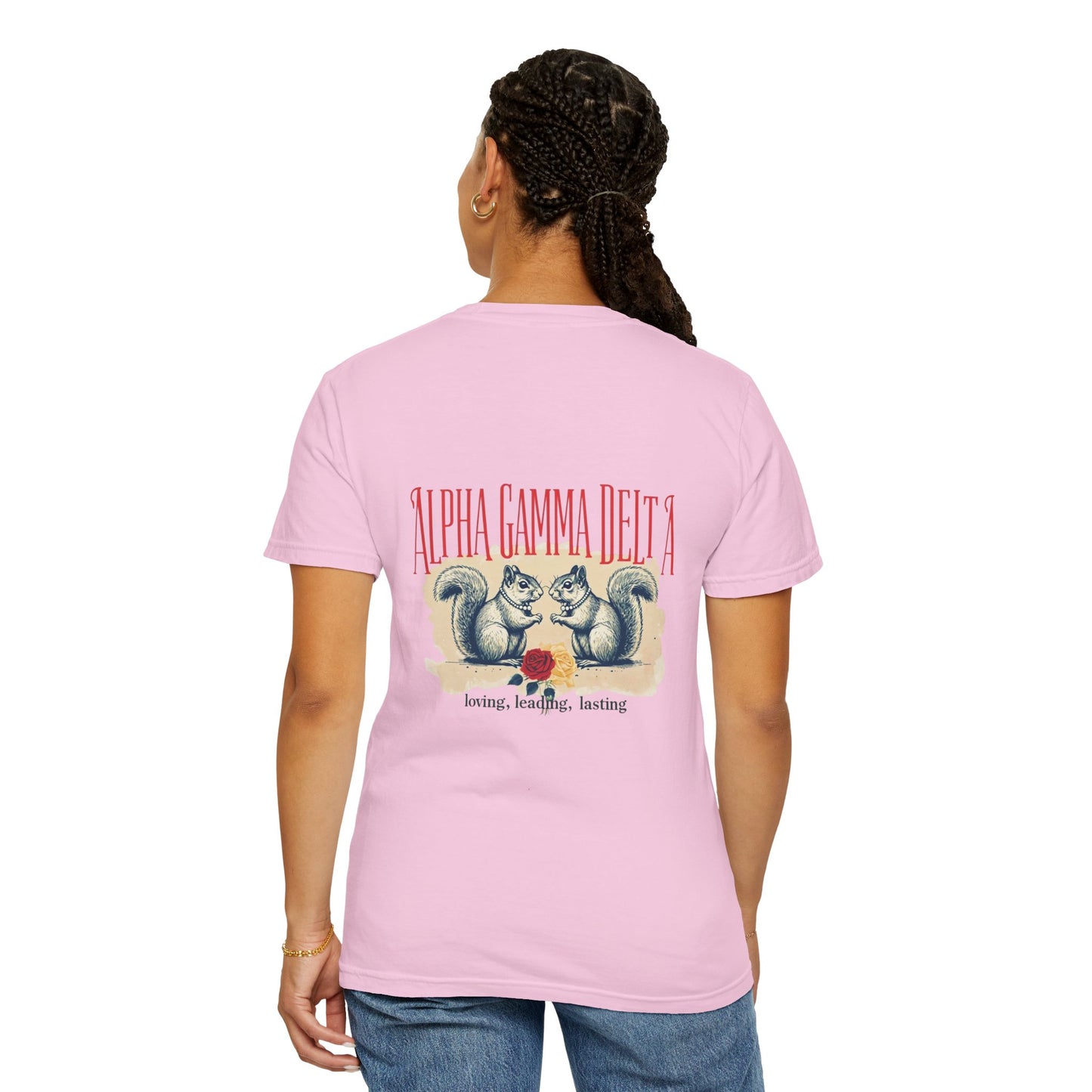 AGD Charming Sorority T-Shirt, Squirrel Design, Unisex Apparel, Perfect Gift, Casual Wear, College Life, Greek Life, Fraternity Events