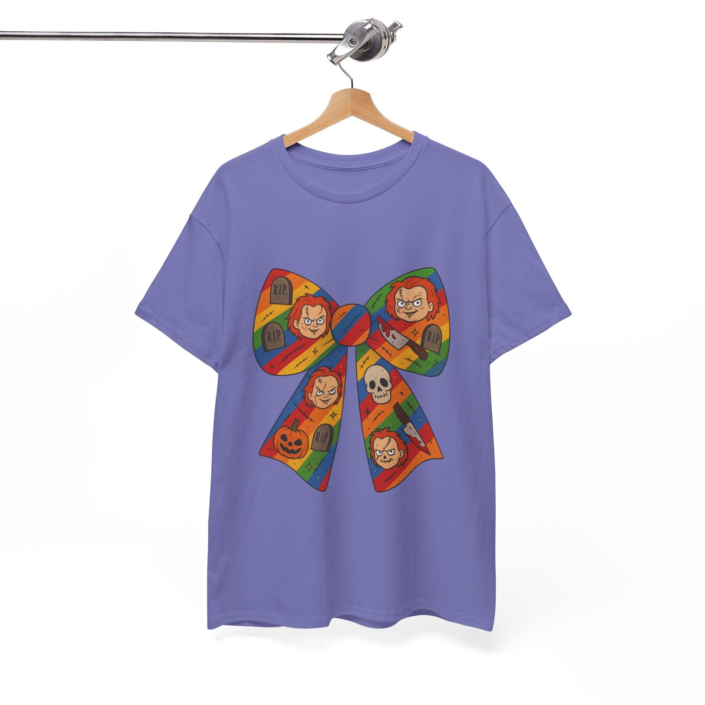 Colorful Halloween Bow Tee, Fun Costume T-Shirt, Halloween Party Shirt, Unisex Graphic Tee, Cozy Everyday Wear, Unique Gift Idea