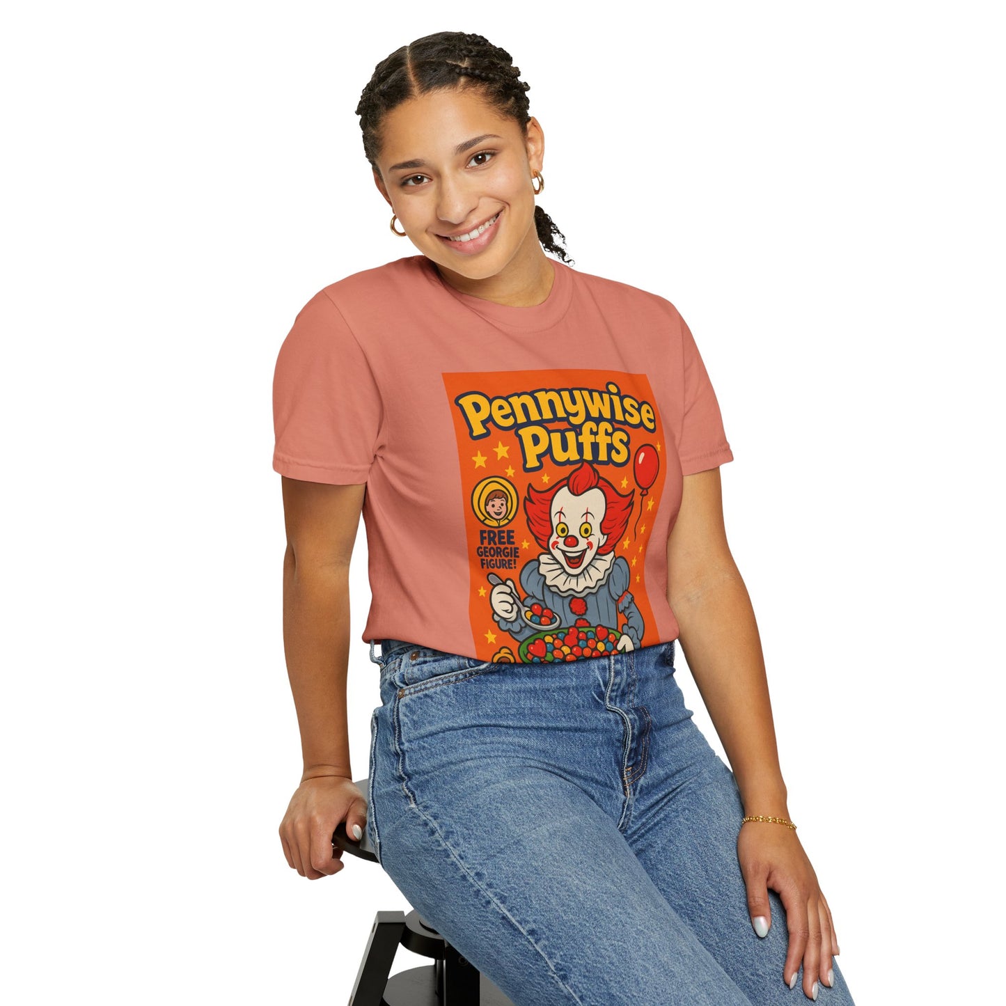 Pennywise Puffs T-Shirt | Unisex Graphic Tee for Horror Fans, Perfect for Halloween, Movie Nights, Gifts, Cosplay