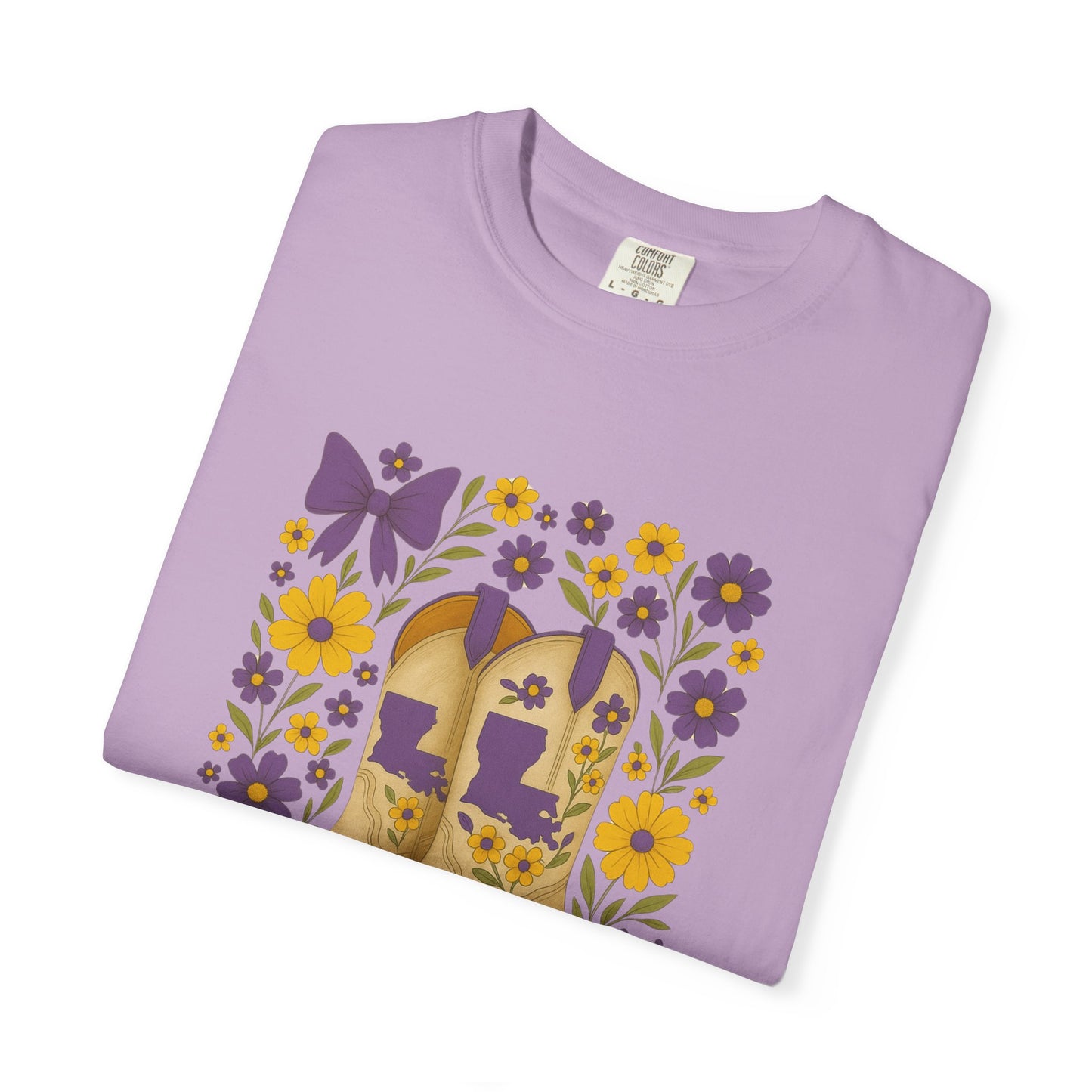T-Shirt - Western Floral Boot T-Shirt, Vintage Graphic Shirt, Gift for Cowgirl, LSU Tigers, Louisiana Game Day