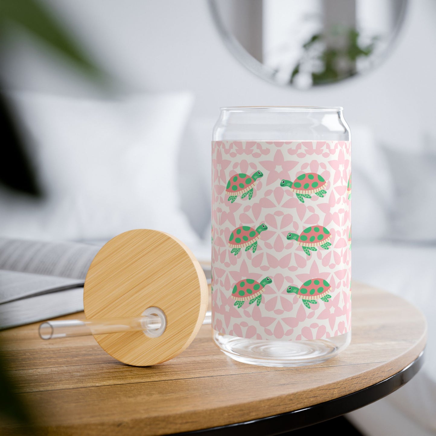Delta Zeta Charming 16oz Sipper Glass with Eco-Friendly Bamboo Lid, Perfect for Smoothies, Juices, Parties, Summer Gatherings, Gifts