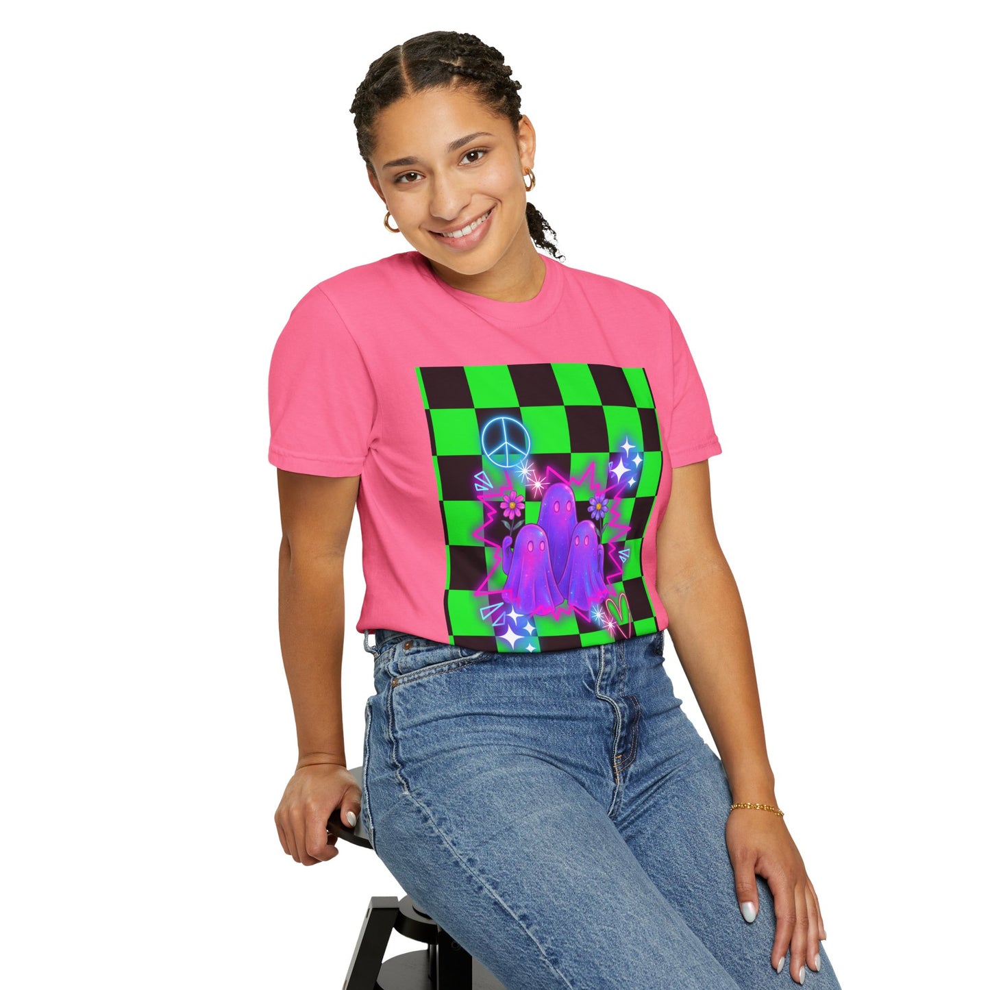 Vibrant Ghost Graphic Tee, Unisex T-shirt, Retro Vibe Shirt, Perfect for Halloween, Party Wear, Casual Style, Unique Gift
