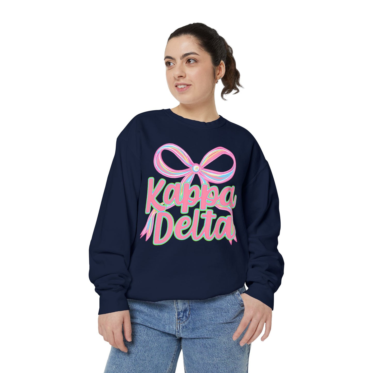 KD Comfort Colors Garment-Dyed Sweatshirt, Sorority Apparel, Cozy Gift, College Sweatshirt, Valentine's Day Gift, Customizable Sweater
