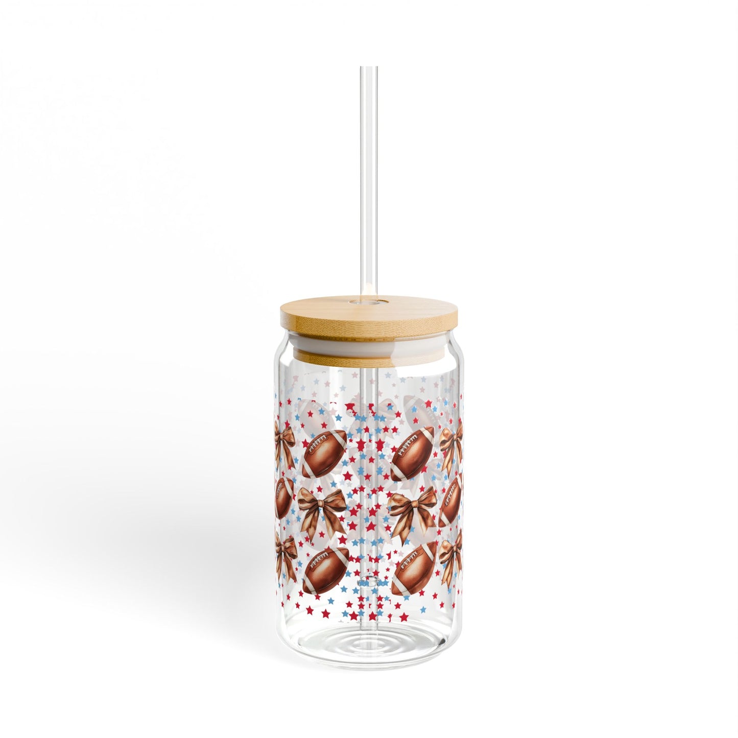 Football-Themed Sipper Glass, 16oz | Perfect for Game Day, Sports Parties, Tailgating, & Outdoor Events