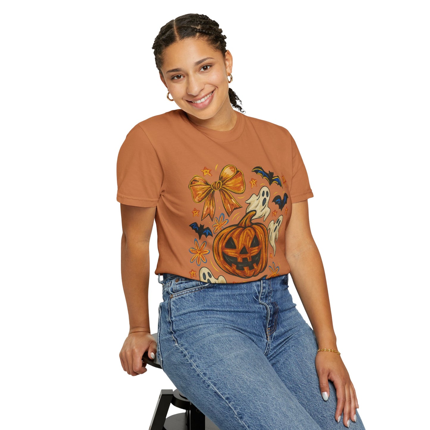 Halloween Ghost & Pumpkin T-shirt, Spooky Season Shirt, Fall Tee, Unisex Halloween Apparel, Ghostly Graphic Tee, Pumpkin Graphic Shirt
