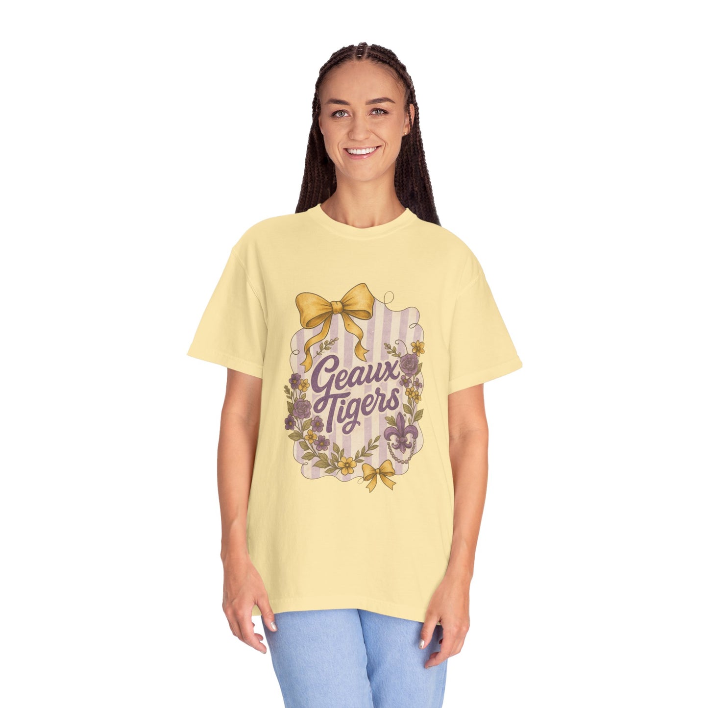 Geaux Tigers Floral T-Shirt, Unisex Casual Tee, Game Day Apparel, Spring Outfit, LSU Fan Gear