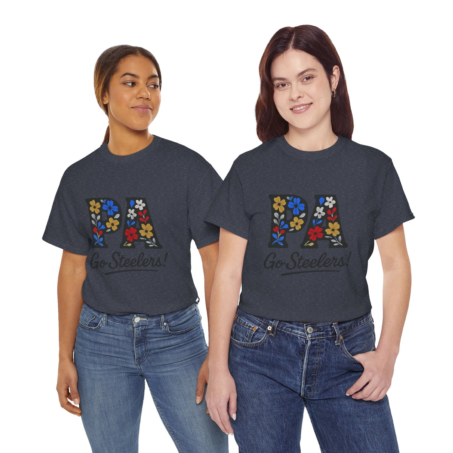 Sports Fan Tee - Floral PA Go Steelers Unisex Heavy Cotton Tee
