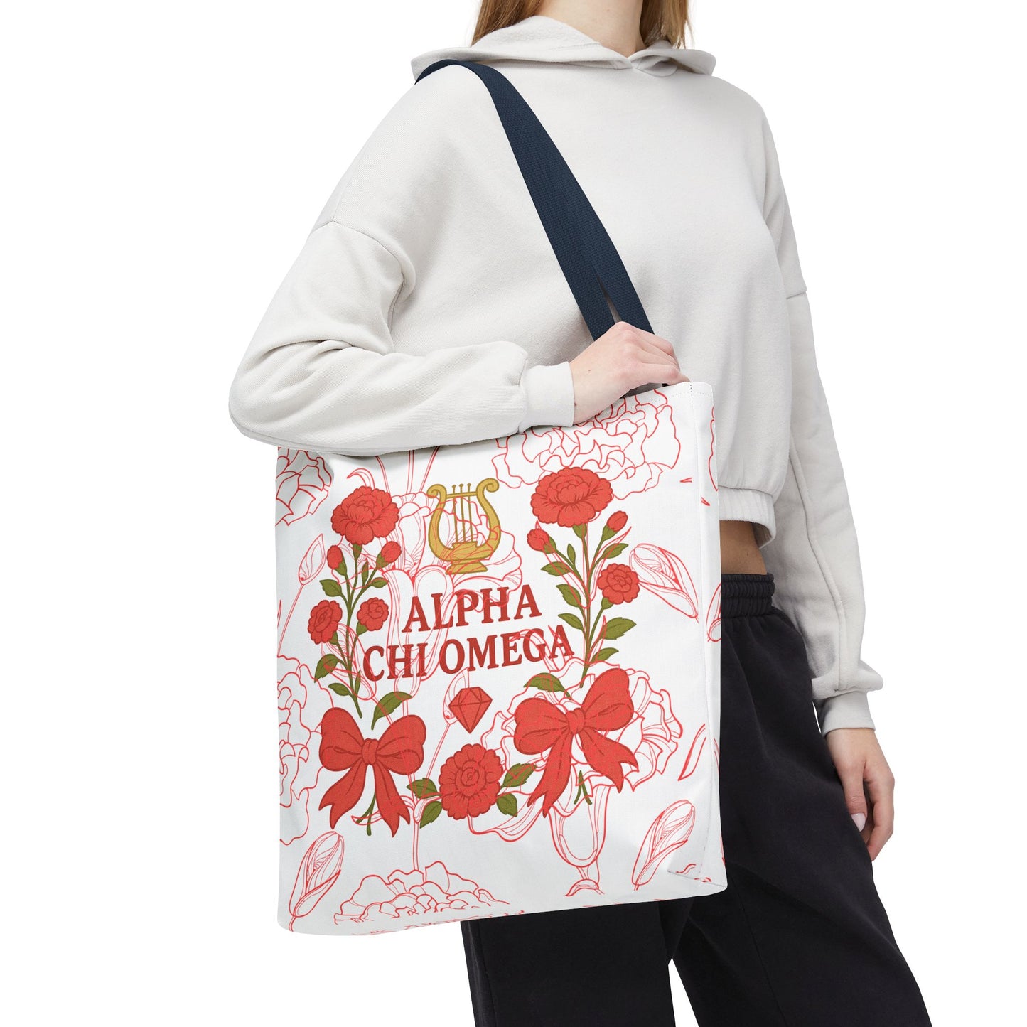Floral Sorority Alpha Chi Omega Tote Bag, College Essentials, Gift for Sorority Sisters, Eco-Friendly Shopping Tote, Alpha Chi Omega Apparel