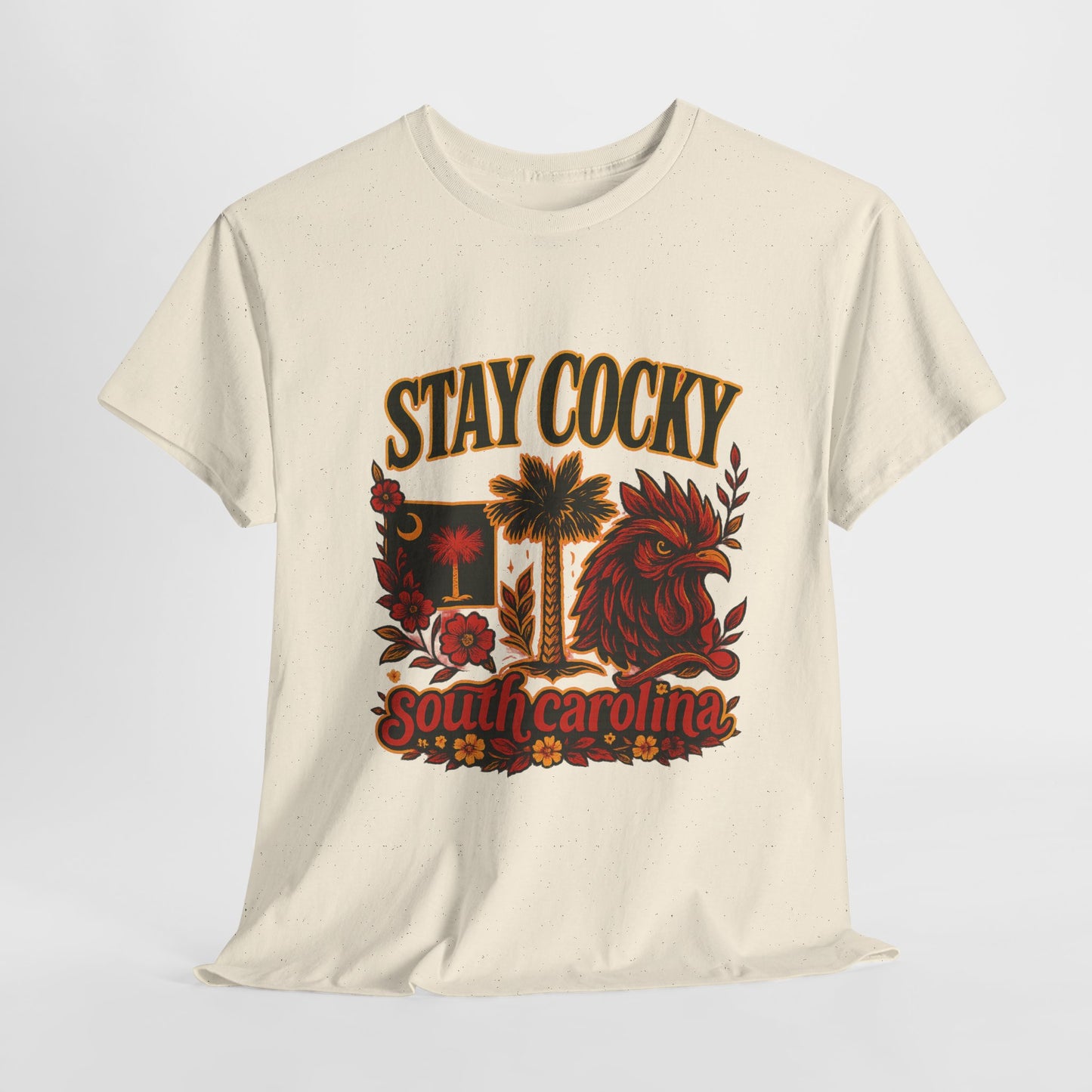 Stay Cocky Unisex Heavy Cotton Tee, Casual Graphic Tee, South Carolina Pride Shirt, Fun Vacation Wear, Perfect Gift for Gamecocks Fans