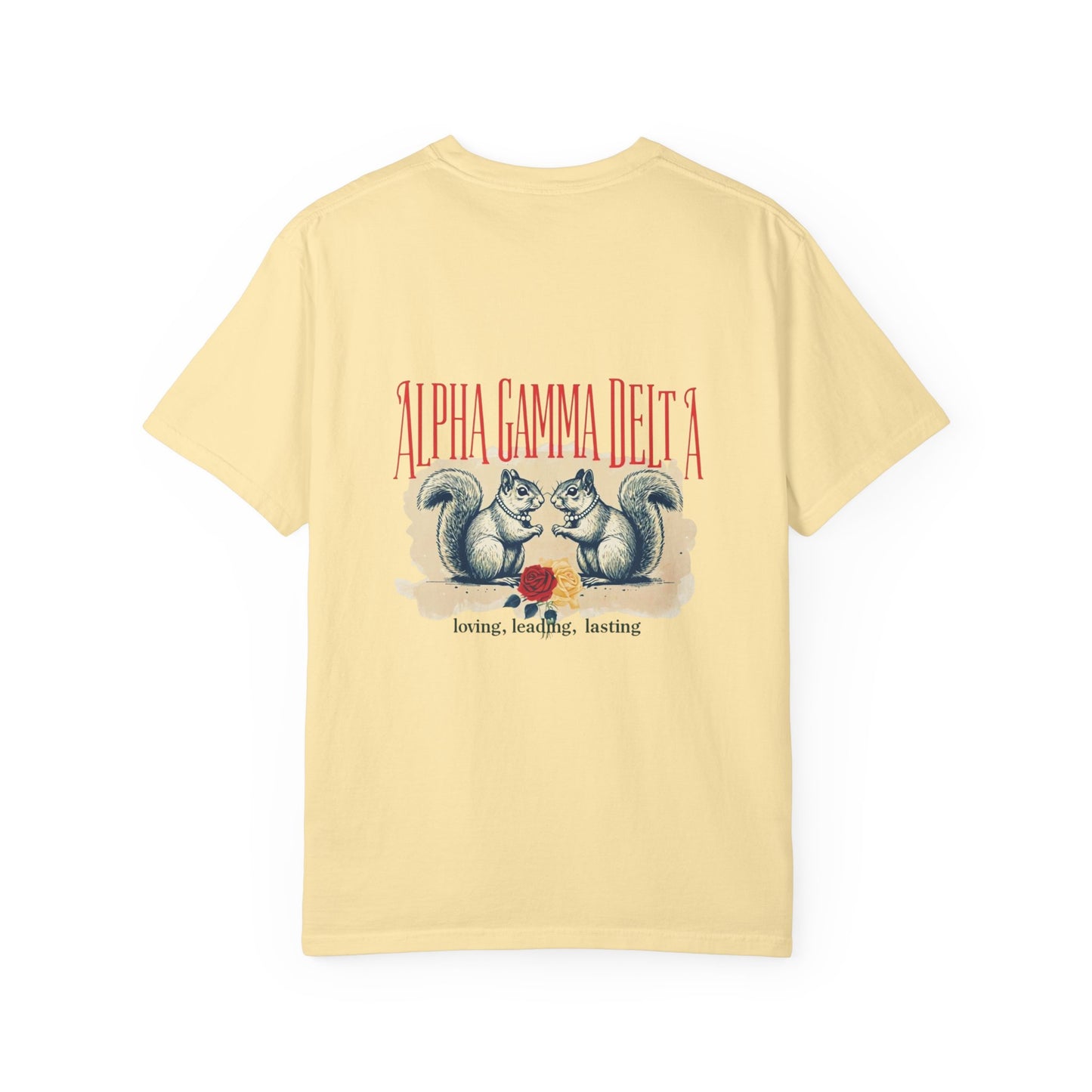 AGD Charming Sorority T-Shirt, Squirrel Design, Unisex Apparel, Perfect Gift, Casual Wear, College Life, Greek Life, Fraternity Events