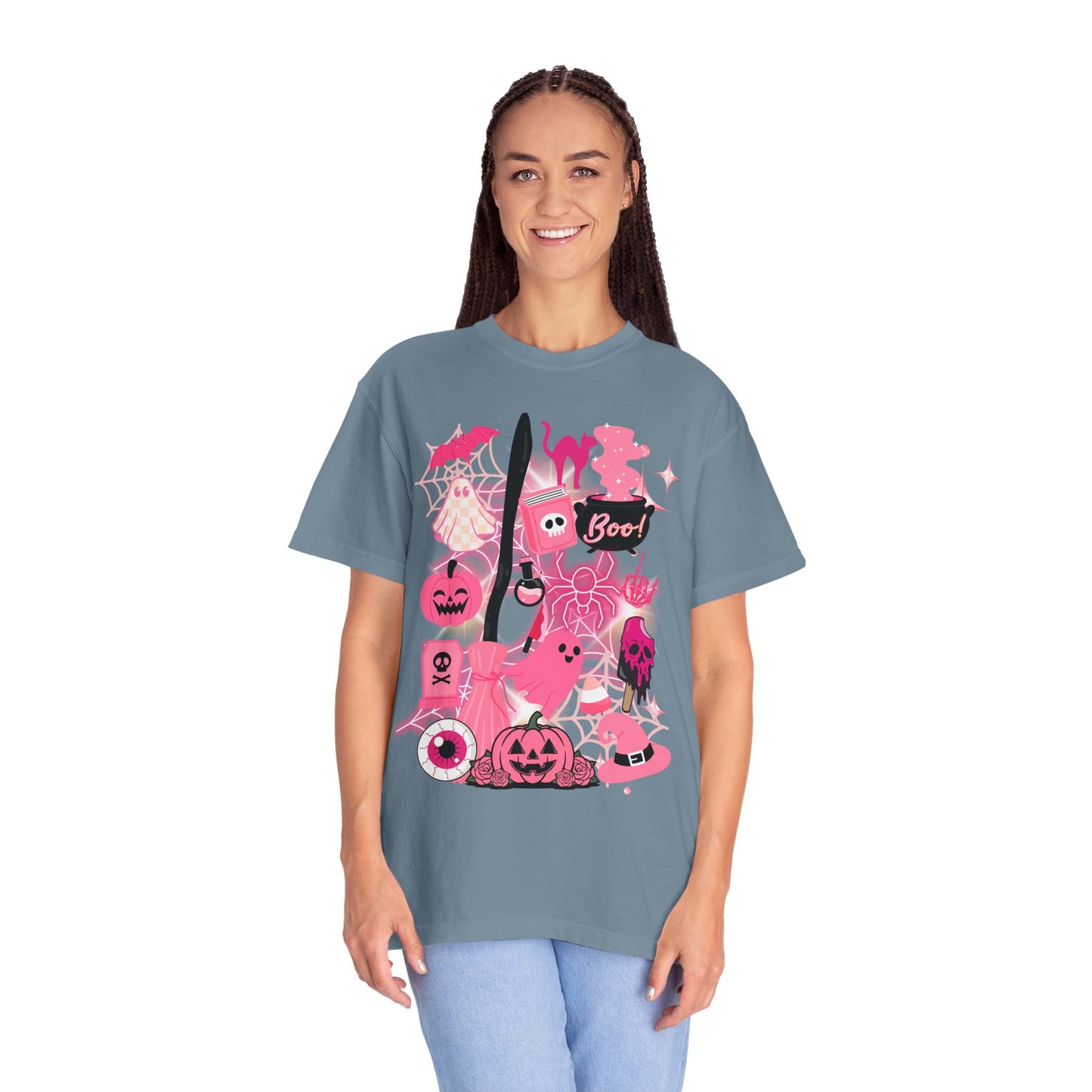 Pink Halloween-Themed Unisex T-shirt, Spooky Shirt, Ghostly Apparel, Boo T-shirt, Fall Fashion, Halloween Costume Top