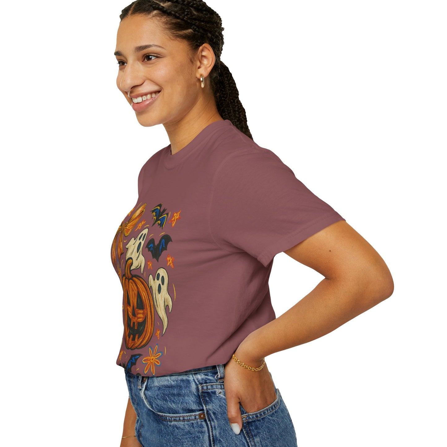 Halloween Ghost & Pumpkin T-shirt, Spooky Season Shirt, Fall Tee, Unisex Halloween Apparel, Ghostly Graphic Tee, Pumpkin Graphic Shirt