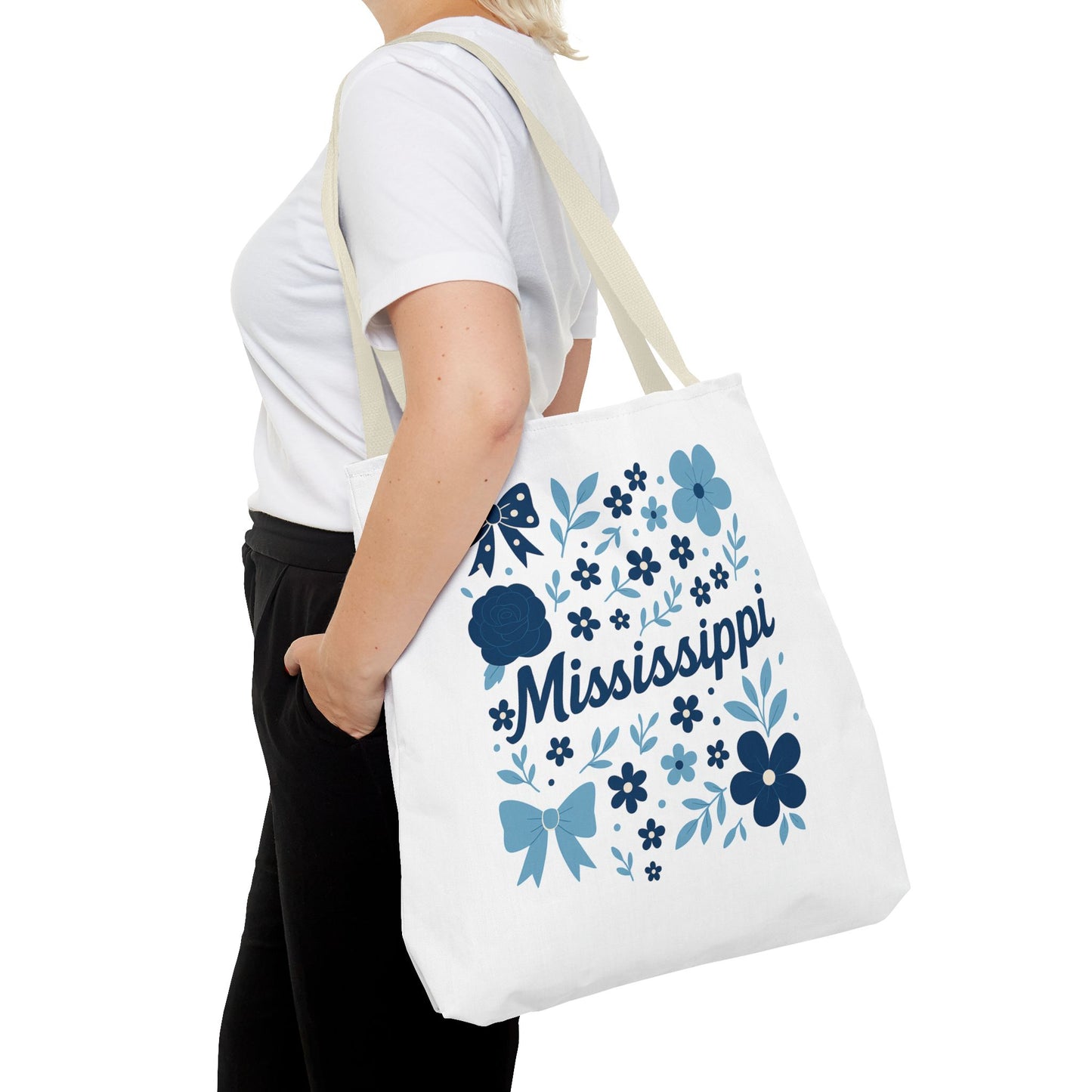 Floral Mississippi Tote Bag | Eco-Friendly Shopping Bag, Beach Tote, Gift for Her, Travel Companion, Custom Flower Design