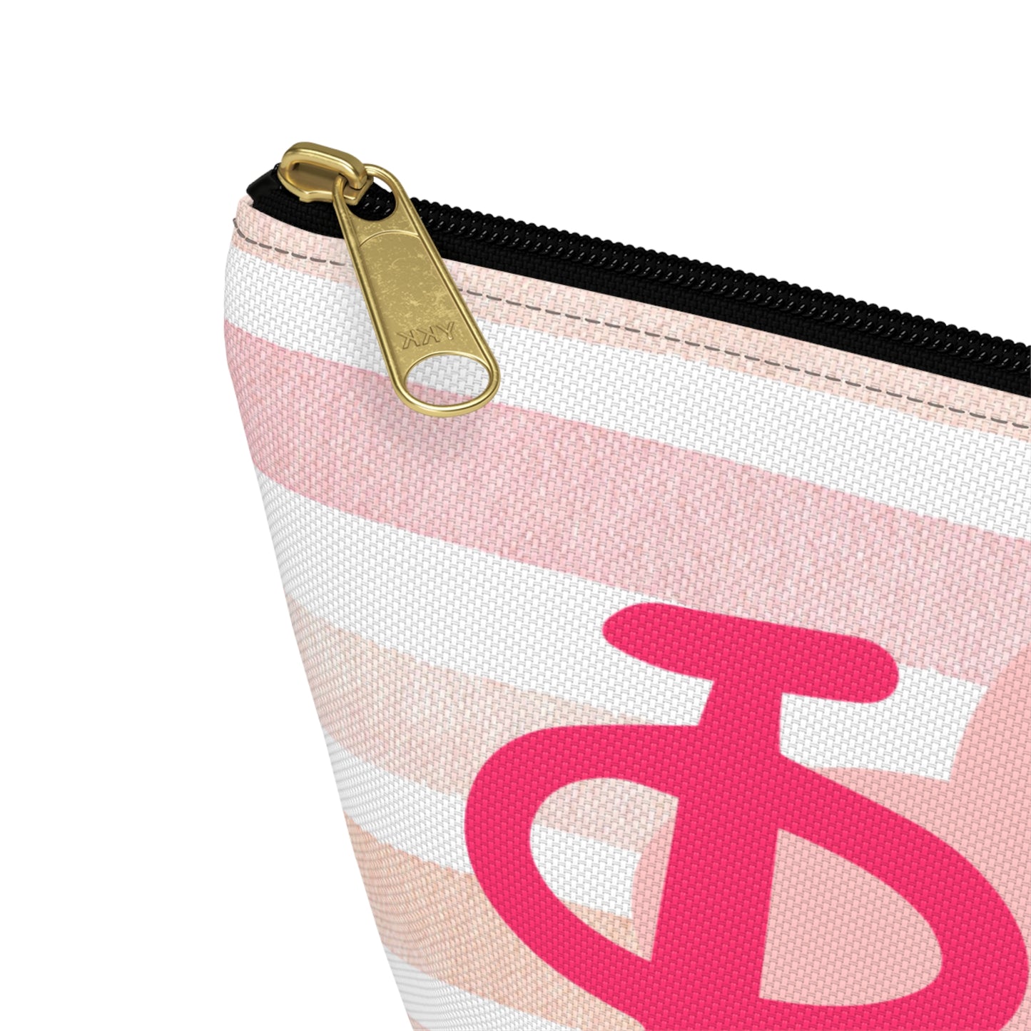 PHI mu Chic Accessory Pouch for Sorority Sisters, Cosmetic Bag, Makeup Organizer, Gift for College Graduates, Pink Stripes