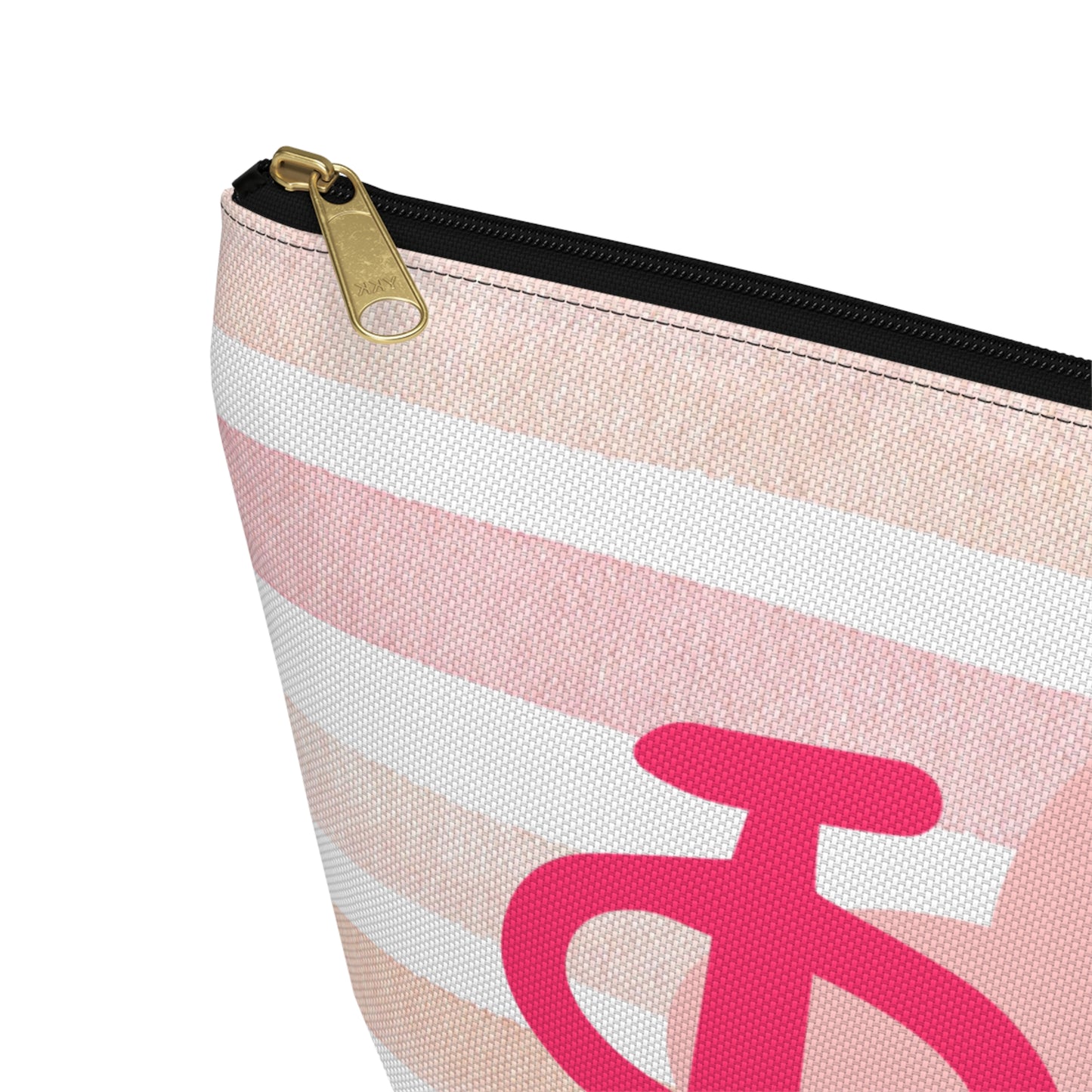 PHI mu Chic Accessory Pouch for Sorority Sisters, Cosmetic Bag, Makeup Organizer, Gift for College Graduates, Pink Stripes