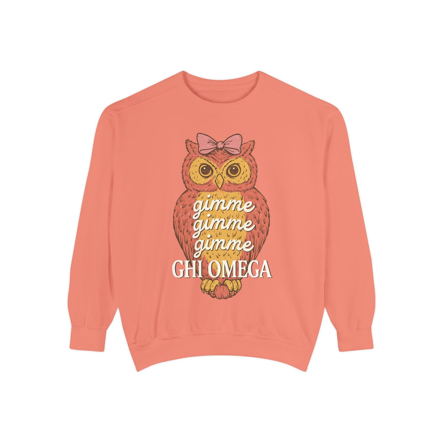 Gimme Gimme Owl Sweatshirt, Unisex Sweatshirt, Sorority Apparel, Cute Owl Design, Cozy Gift, College Sweatshirt