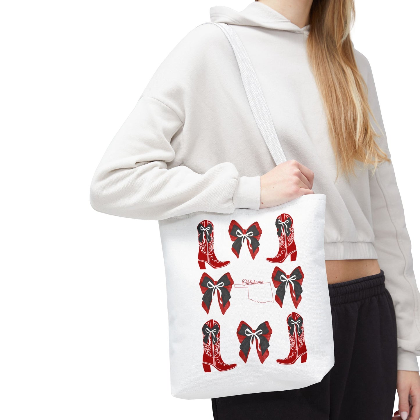 Tote Bag - Oklahoma Game Day Coquette Bow Design Fan Gift