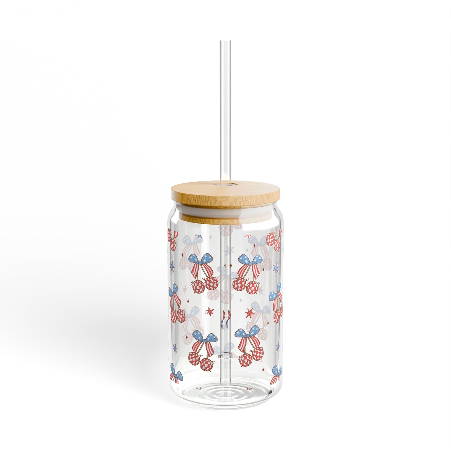 Patriotic Disco Ball Cherrry Sipper Glass