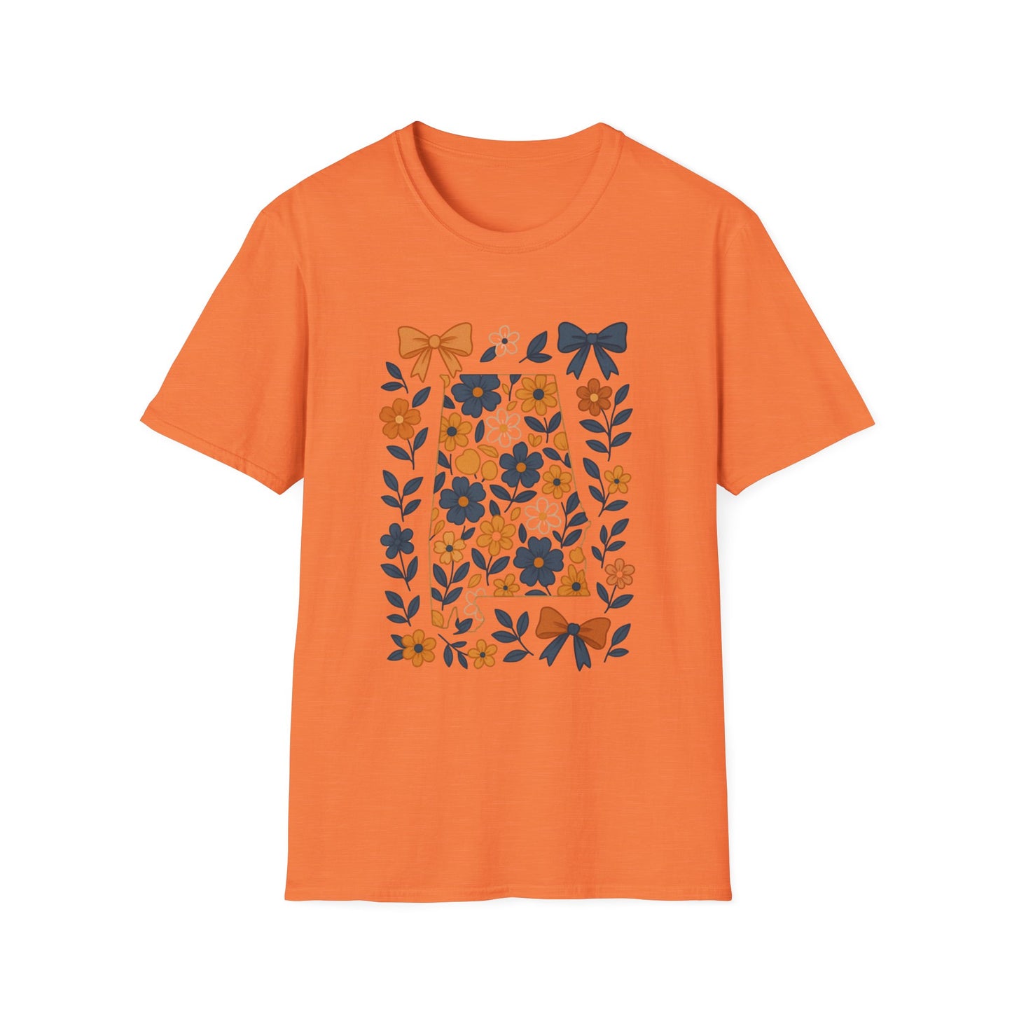 AU Floral Bow Graphic T-Shirt, Softstyle Tee, Botanical Print Shirt, Gift for Her, Casual Wear, Summer Fashion, Vintage Aesthetic