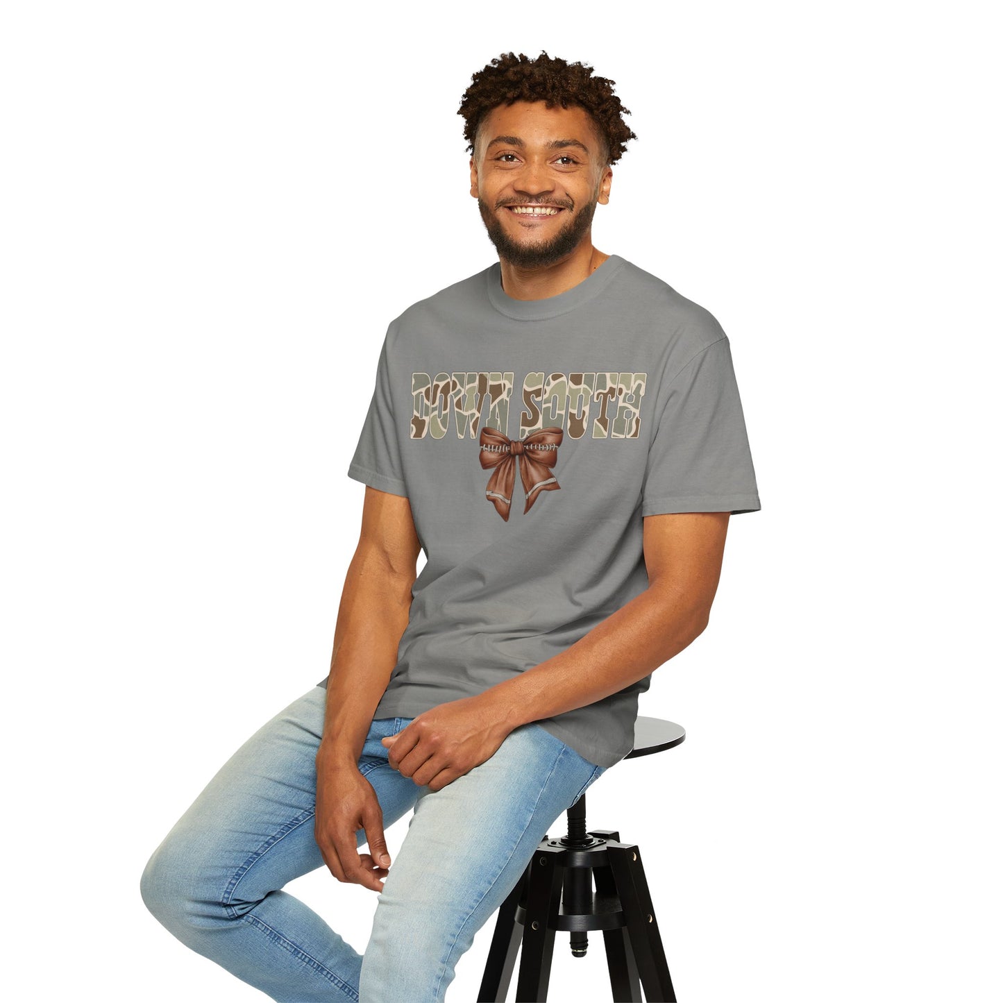 Camo Bow Graphic Tee - Trendy Apparel for Casual Outings and Birthdays