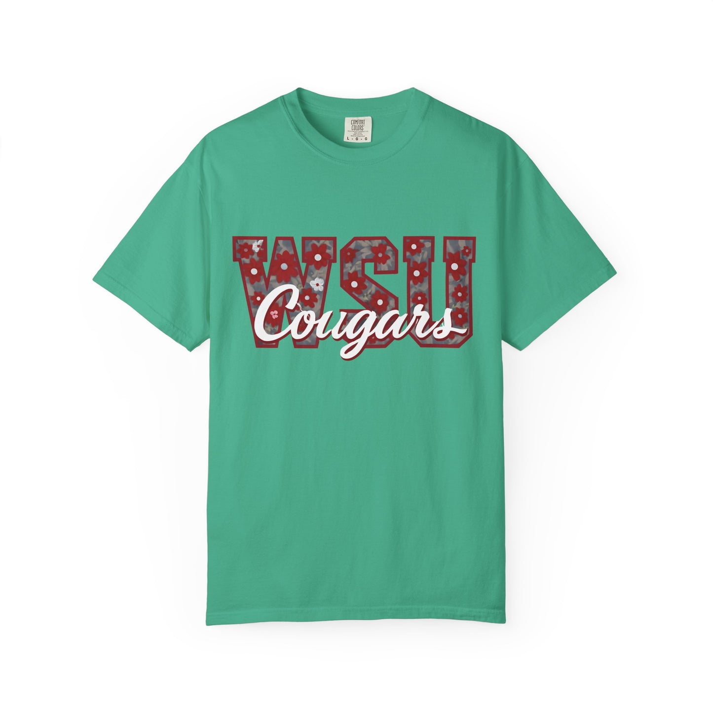 Garment-Dyed T-Shirt with WSU Cougars Design, Casual Wear, College Apparel, Sports Fan Gear, Comfortable Lifestyle Top, WSU Cougars